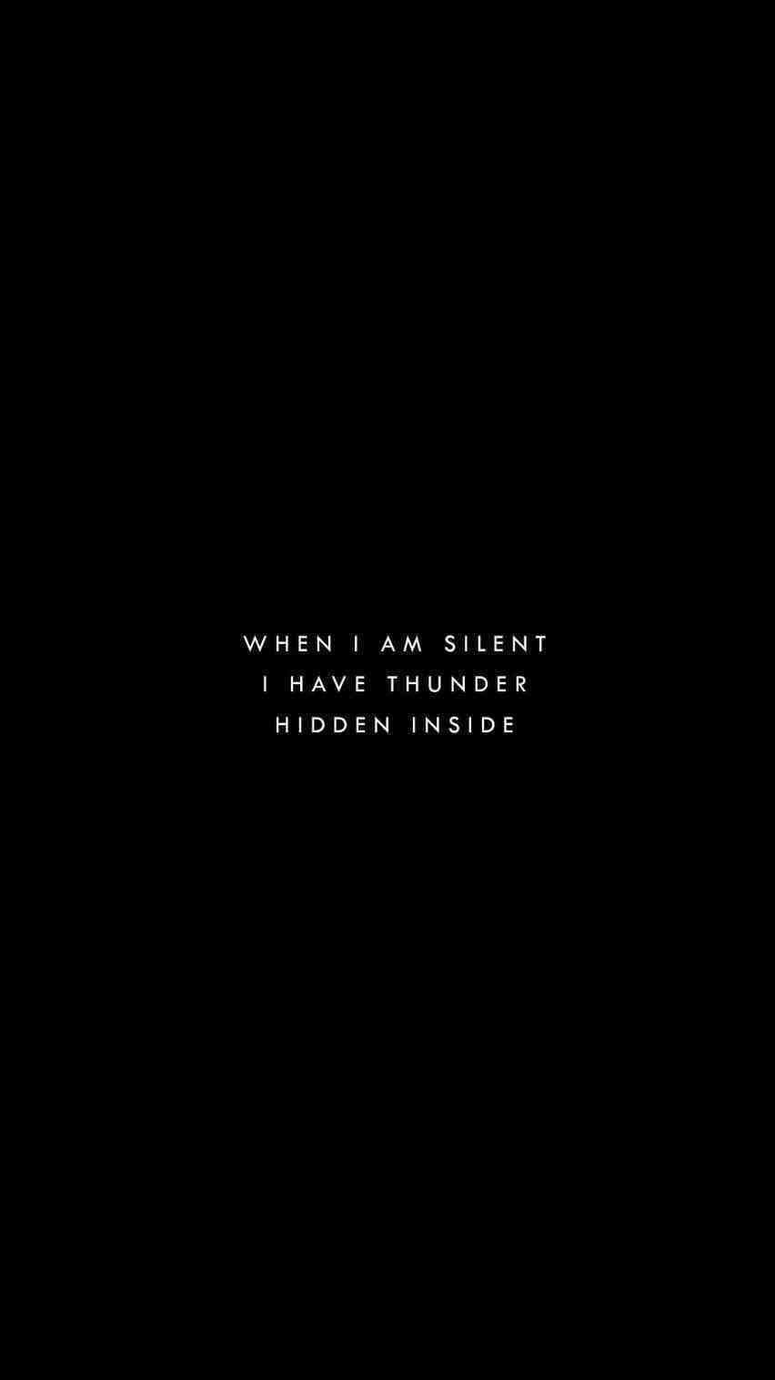 Baddie Hidden Thunder Quote iPhone, minimalist black background, centered white text, HD Phone Wallpaper