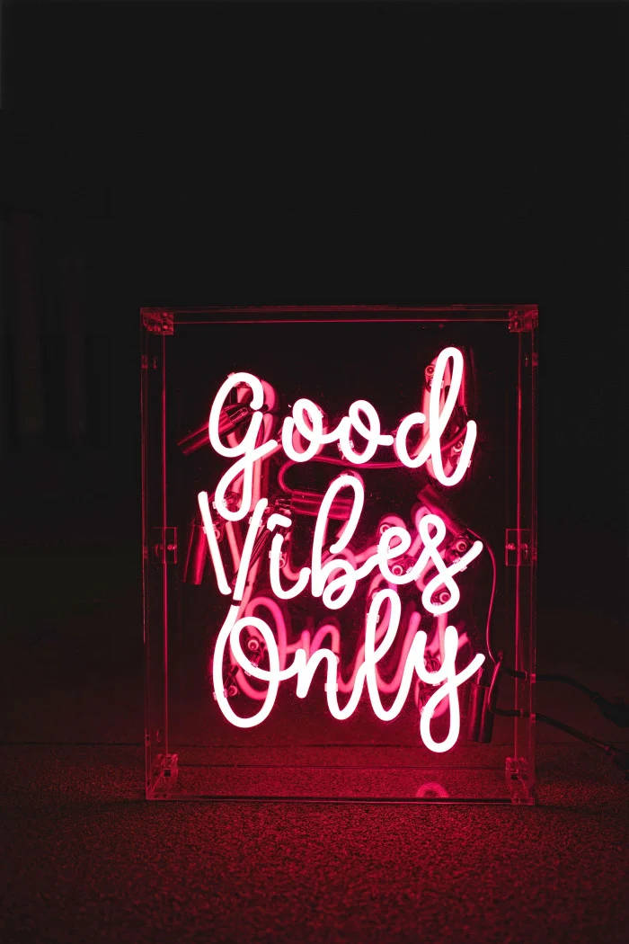 Neon Quote, pink neon sign, cursive script, SD Phone Wallpaper