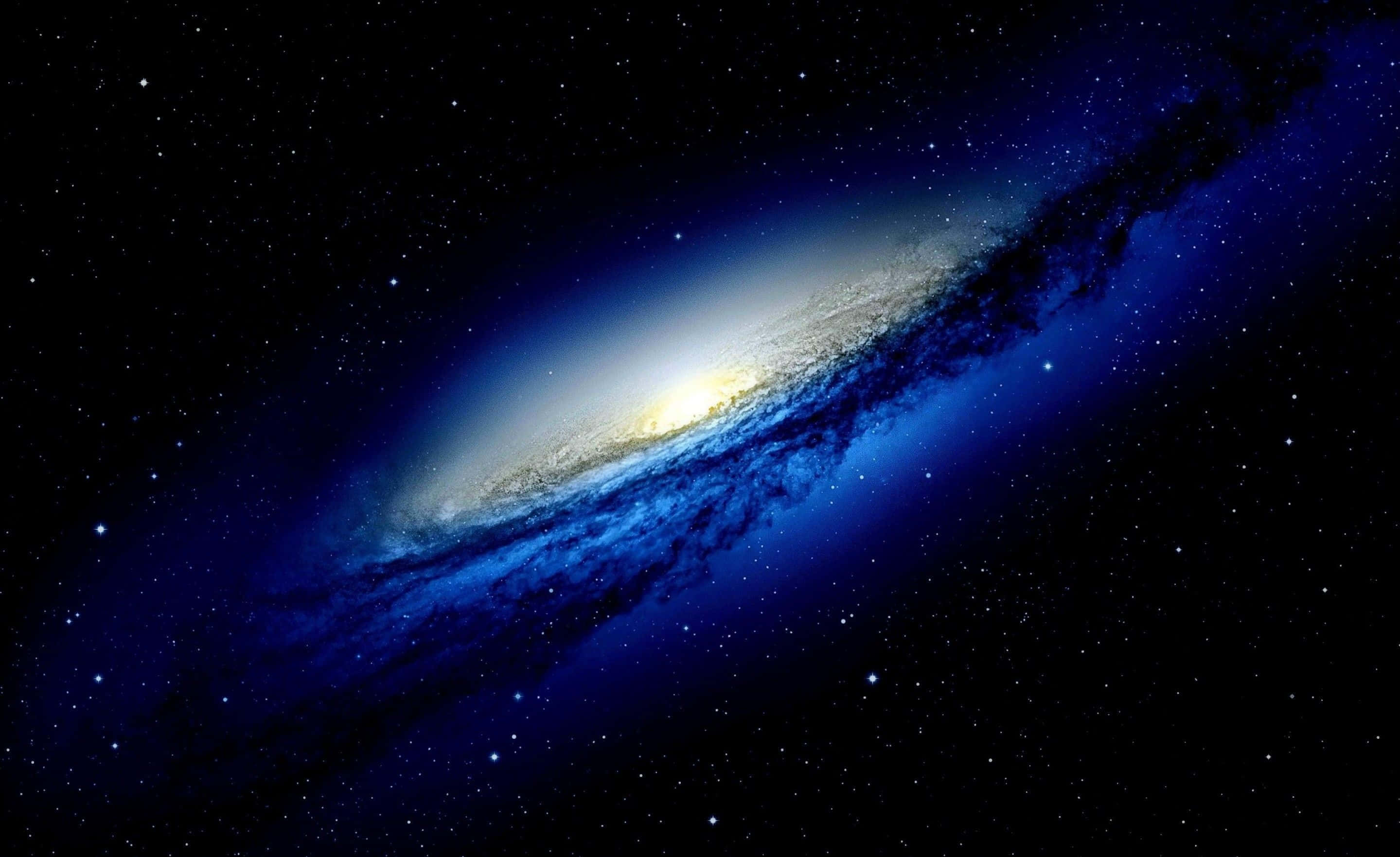 Dark Galaxy, spiral galaxy, blue and yellow hues, 2K Desktop Wallpaper