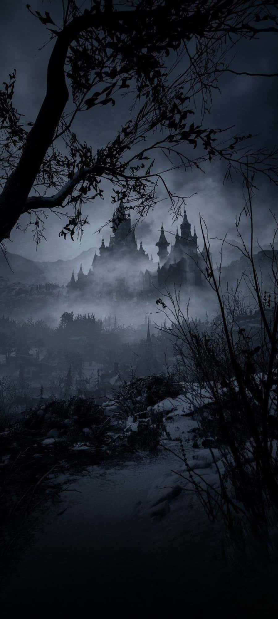 Dark Realm, gothic castle, mist, Full HD Phone Wallpaper