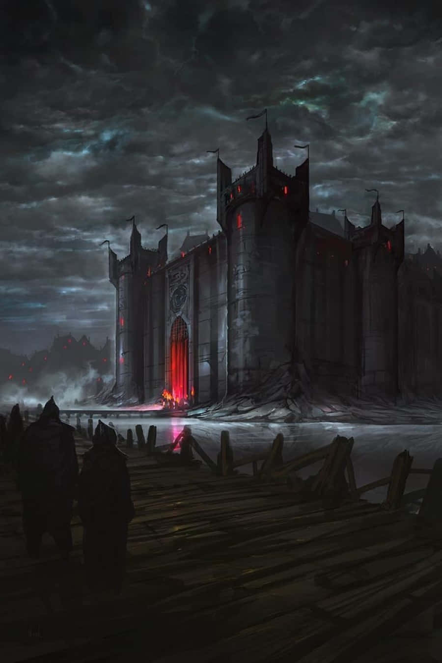 Dark Realm, gothic castle, glowing red eyes, HD Phone Wallpaper