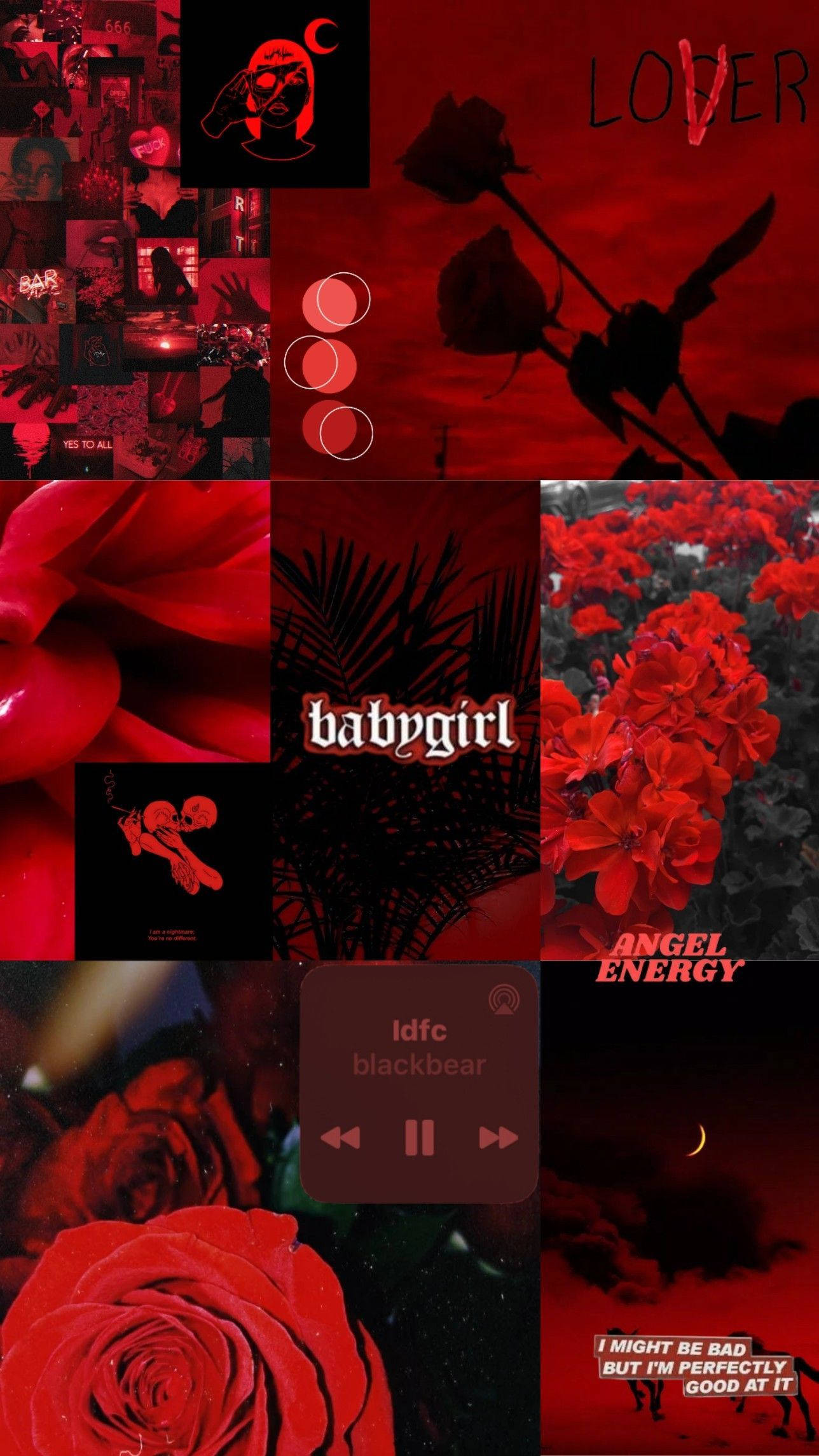 Babygirl Red Aesthetic, iPhone, roses silhouettes, Full HD Phone Wallpaper