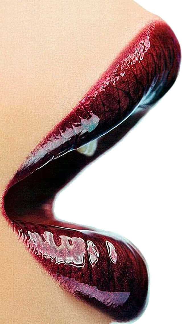 glossy deep red lips, sensual smile, stark white background, SD Phone Wallpaper