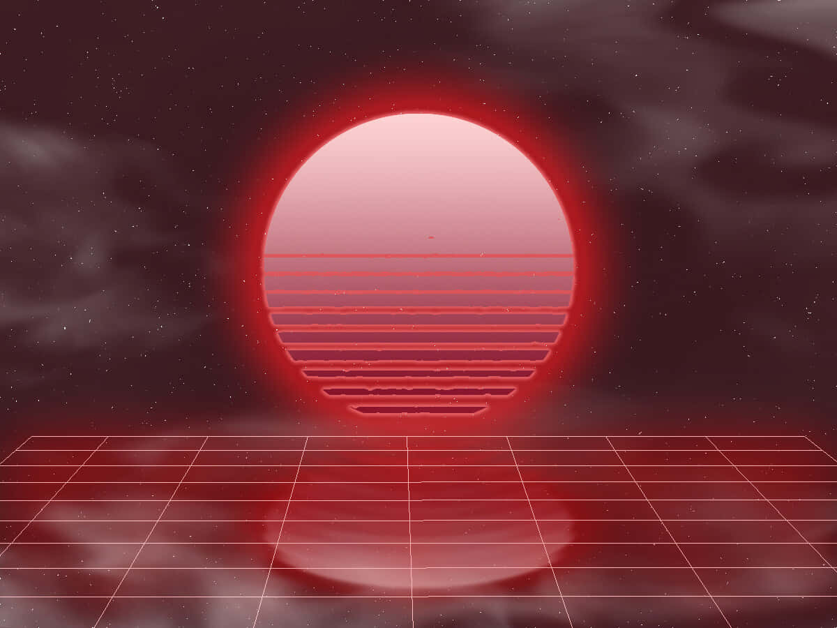 vaporwave aesthetic, glowing red sun, horizontal lines, SD Desktop Wallpaper