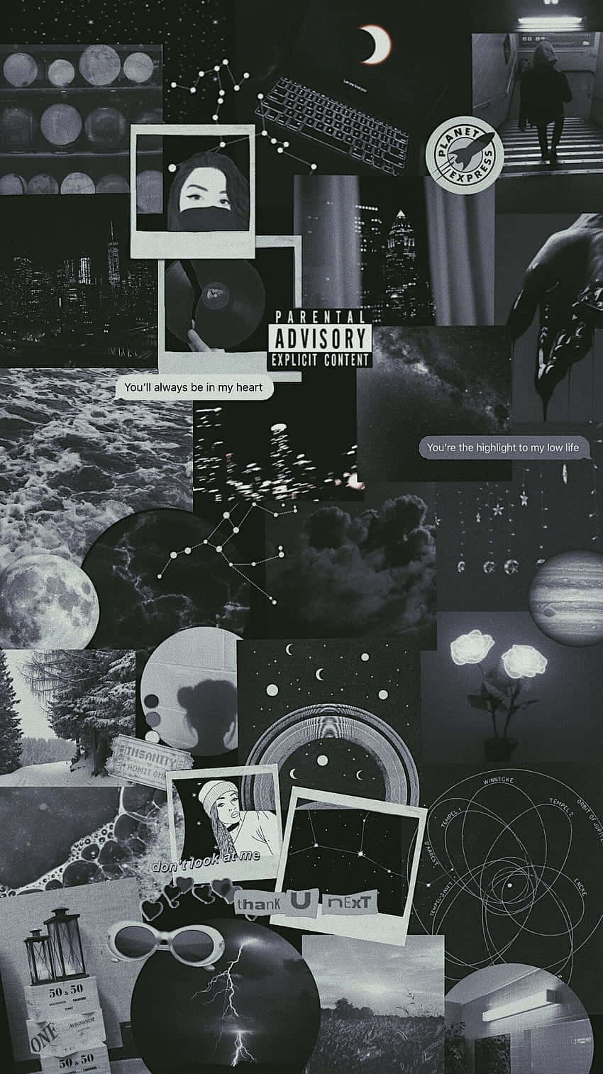 Dark Retro, black and white, collage, HD Phone Wallpaper