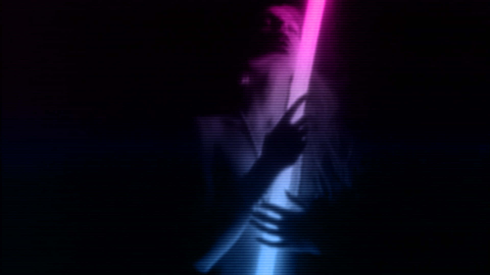 Dark Retro, glowing pink lightsaber, dark background, Full HD Desktop Wallpaper