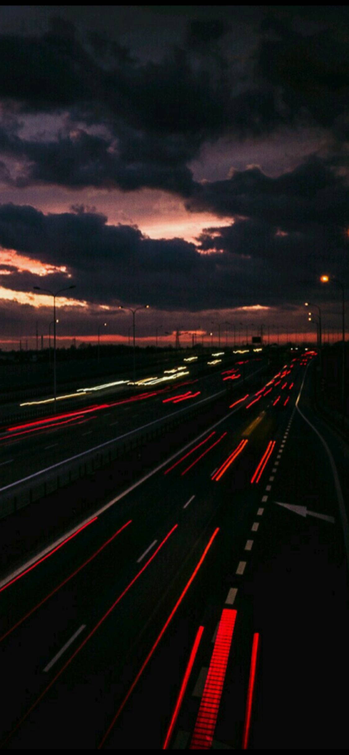 Dark Night And Bustling Highway, highway, red and white car lights, Full HD Phone Wallpaper