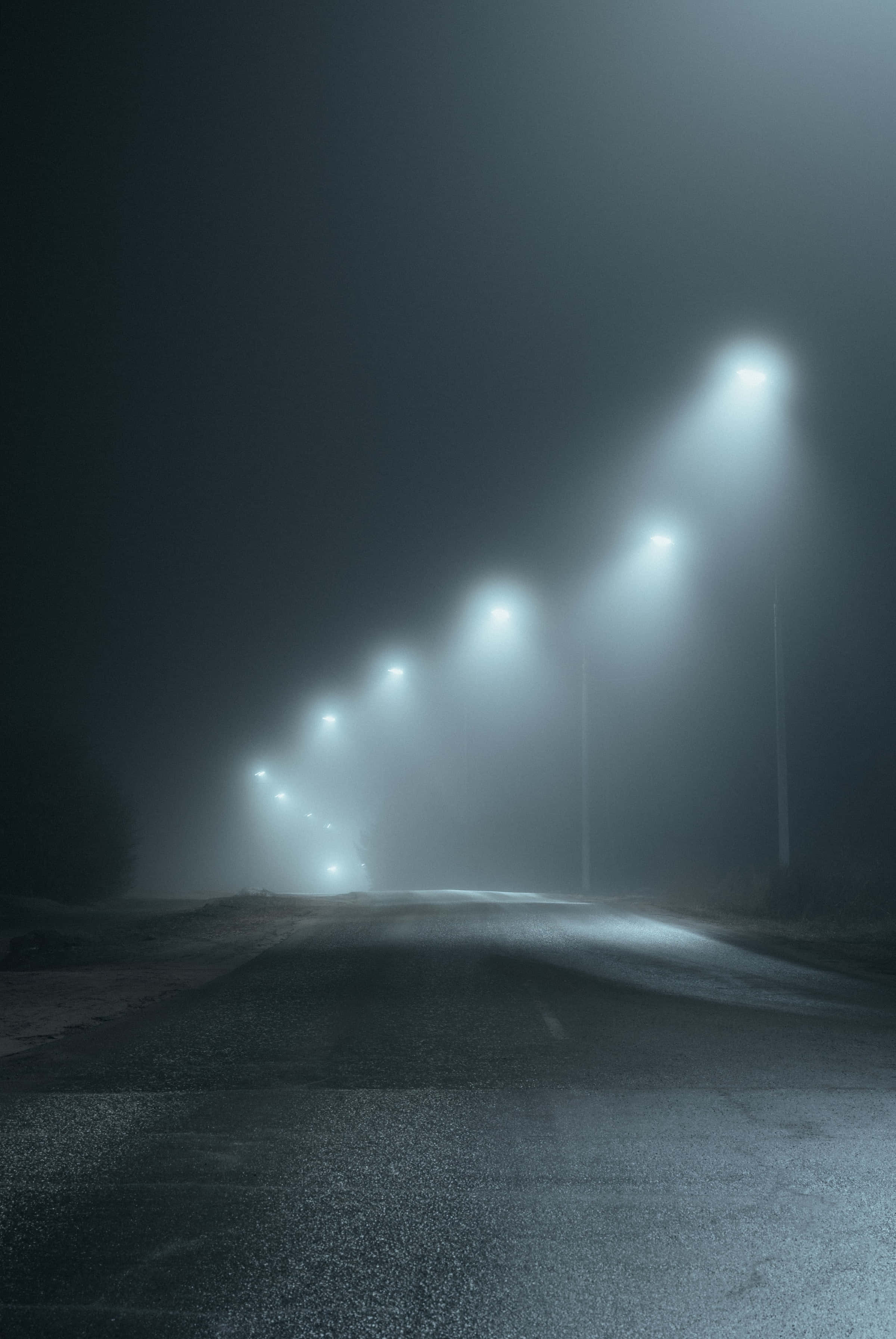 Dark Road, night, misty night road, 2K Phone Wallpaper