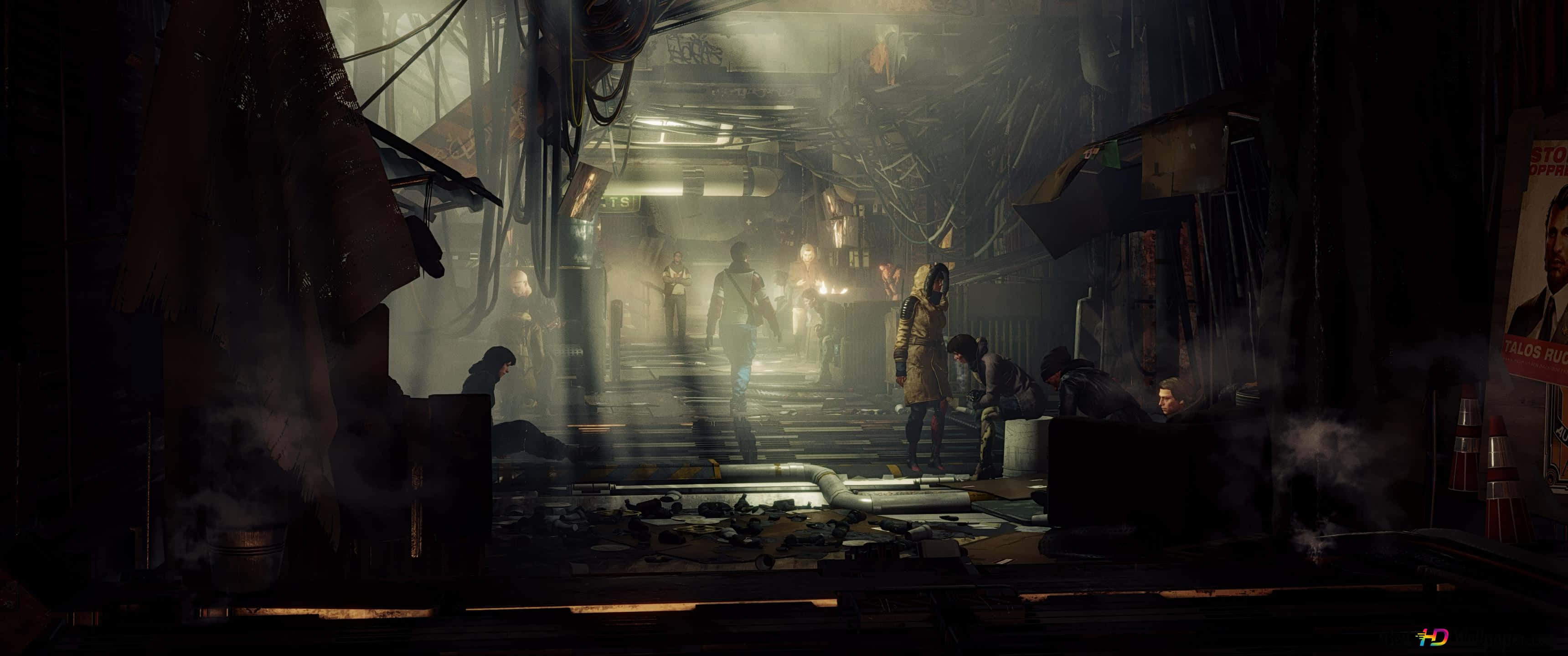 Dark Alleyway, Night, flickering lights, 2K Desktop Wallpaper