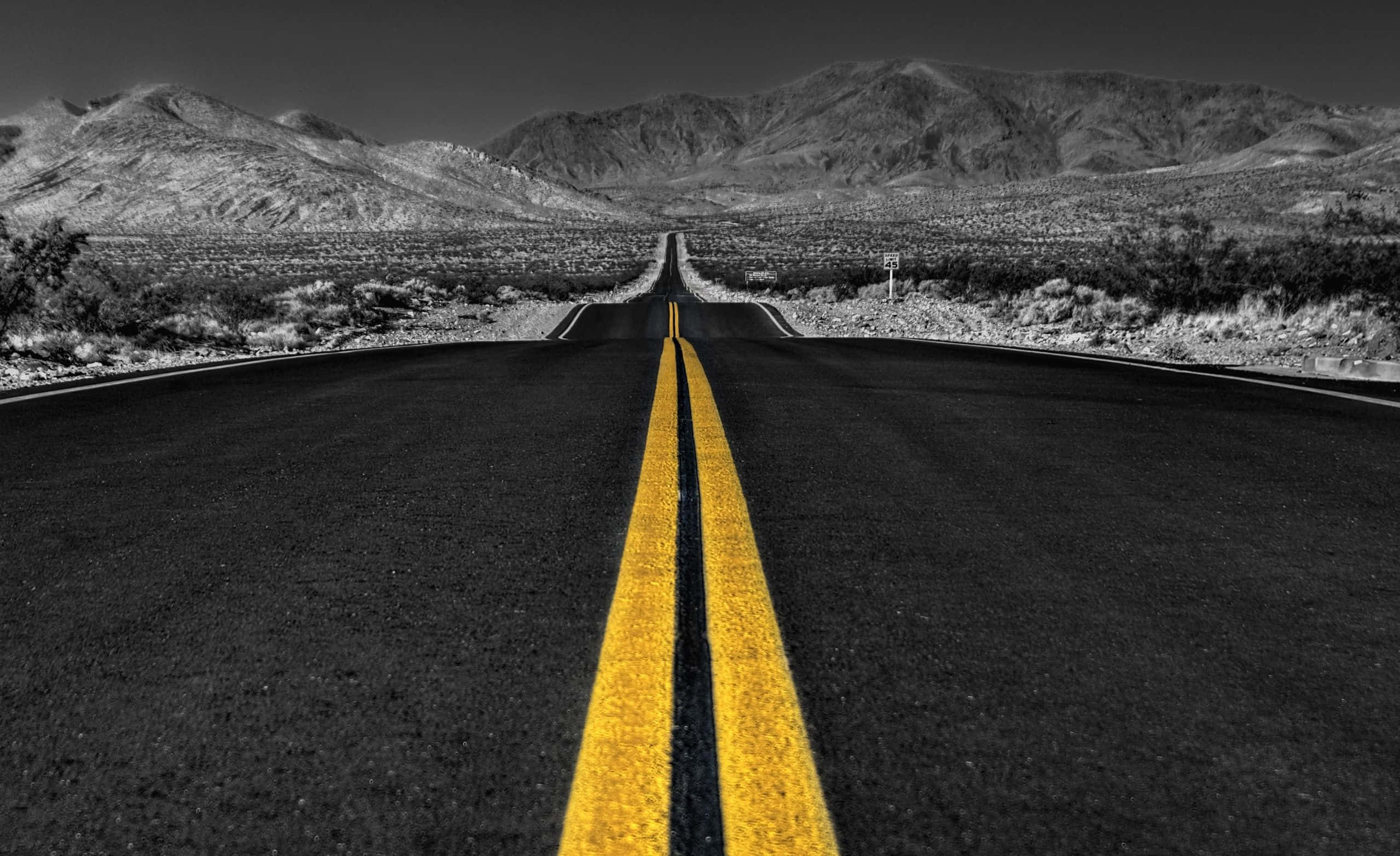 Dark Road, starry night sky, desert highway, Full HD Desktop Wallpaper