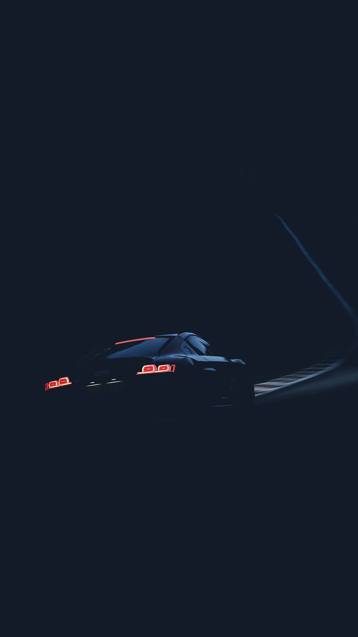 Dark Road, sleek sports car, glowing red taillights, Full HD Phone Wallpaper