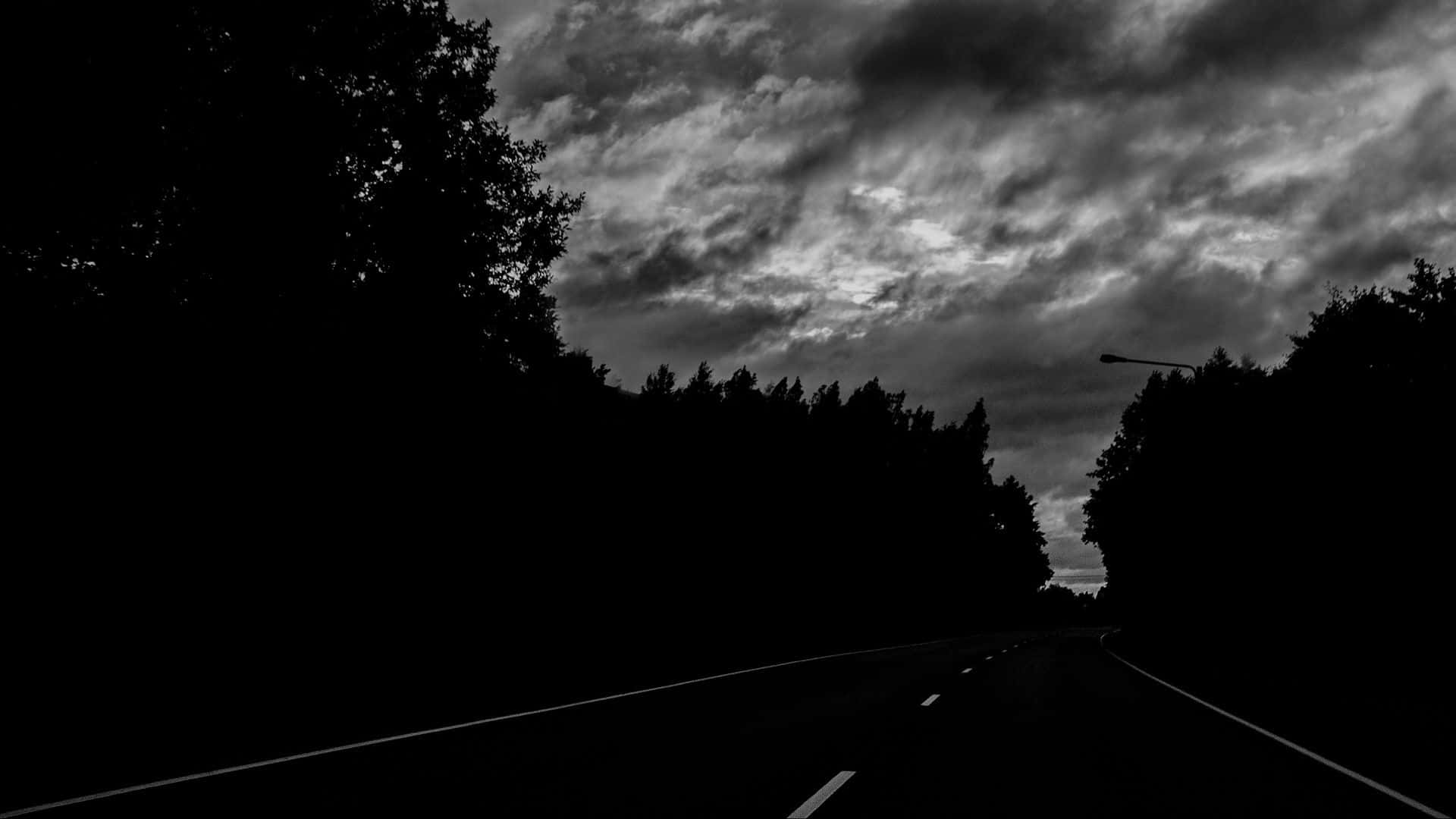 Dark Road, winding road, dense forest, Full HD Desktop Wallpaper