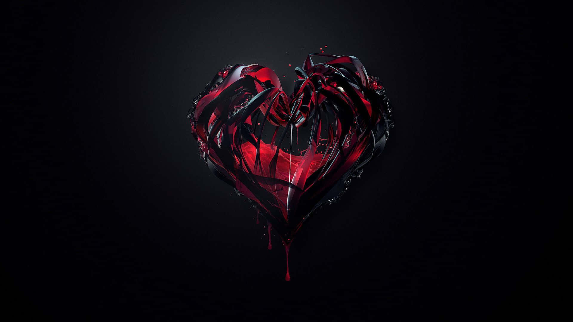 Dark Romance, shattered red glass heart, liquid, Full HD Desktop Wallpaper