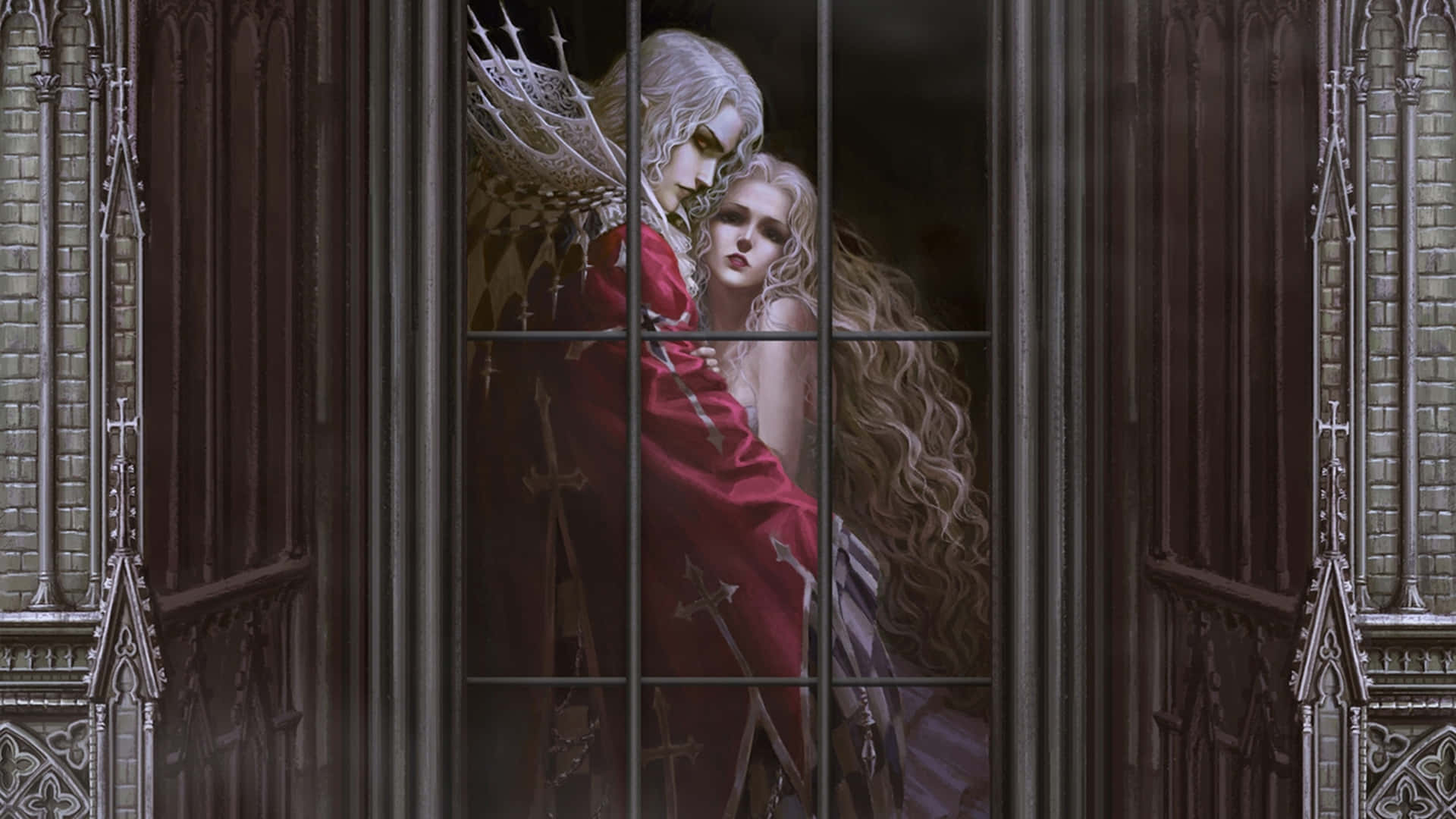 Dark Romance Forbidden Embrace, pale winged figure, red, Full HD Desktop Wallpaper