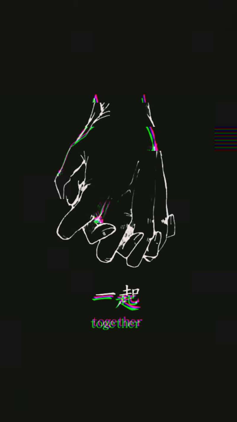 Dark Romance, hands together, neon glitch art, HD Phone Wallpaper