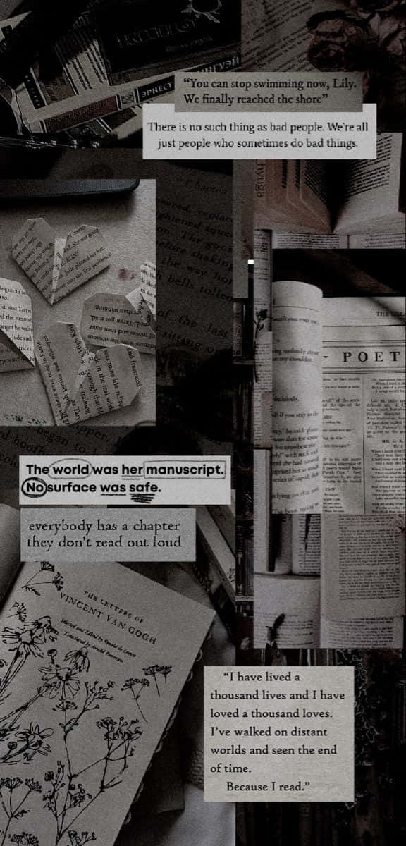 Dark Romance, literary collage, sepia tones, SD Phone Wallpaper