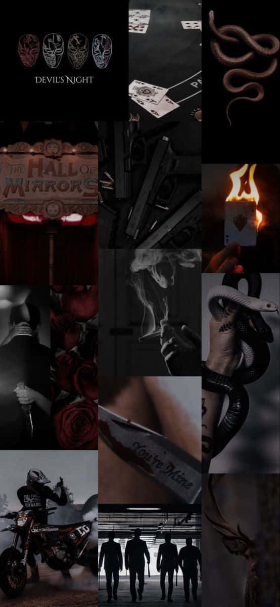 Dark Romance Aesthetic, occult symbols, firearms, SD Phone Wallpaper