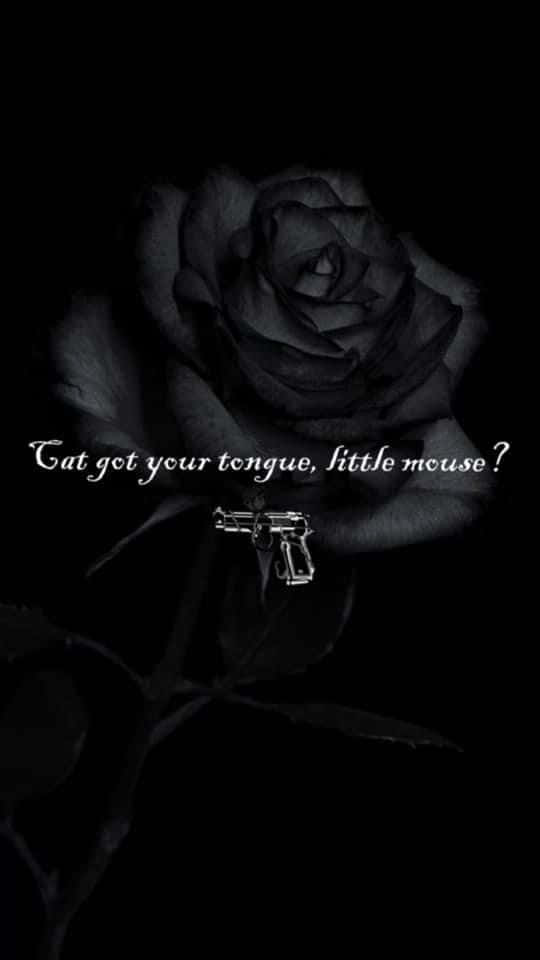 monochrome black rose, tiny silver pistol, pitch black background, SD Phone Wallpaper