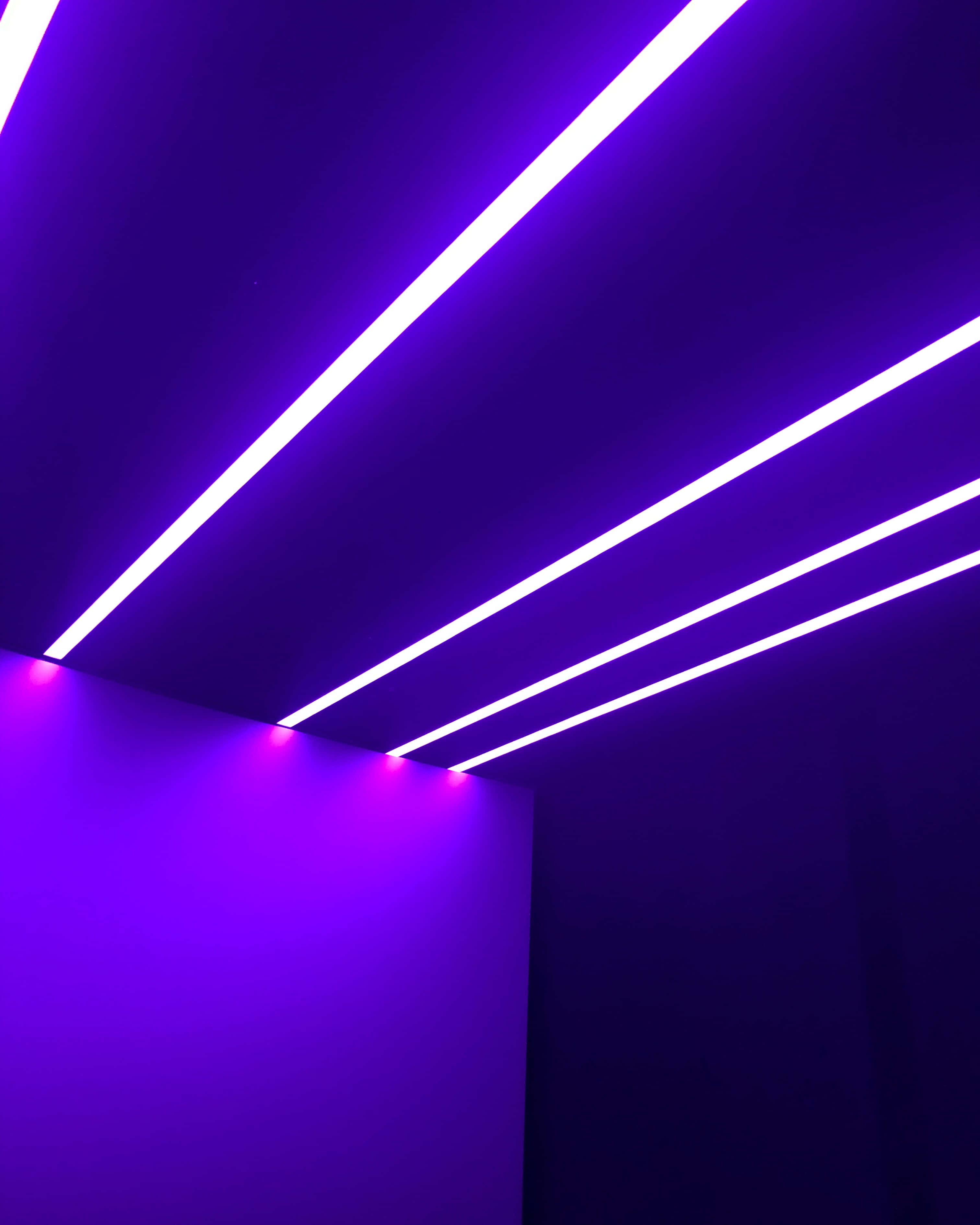 ultraviolet bars, dark room, vibrant purple neon strips, 2K Phone Wallpaper