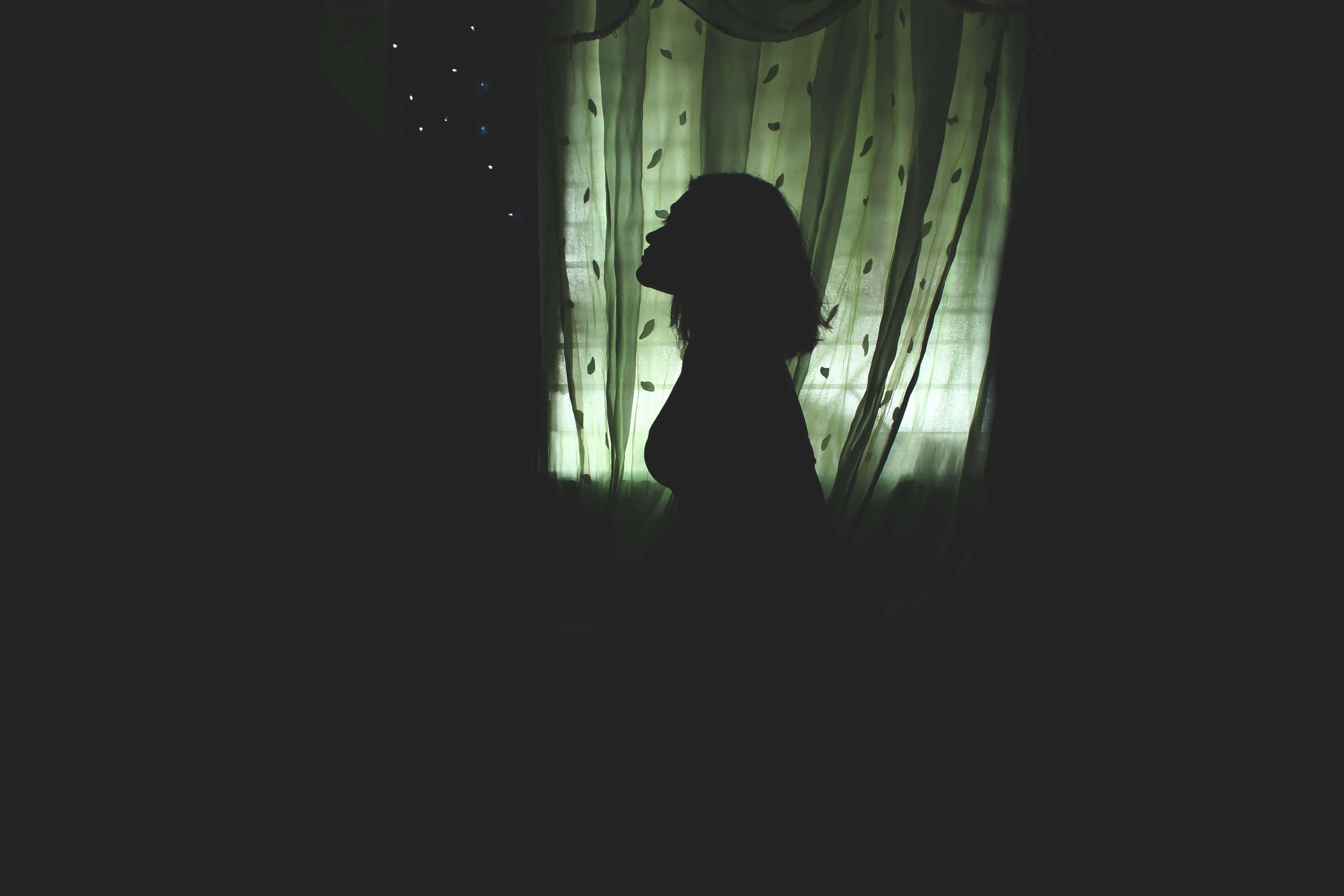 Dark Room, single light source, starry night sky, 5K Desktop Wallpaper
