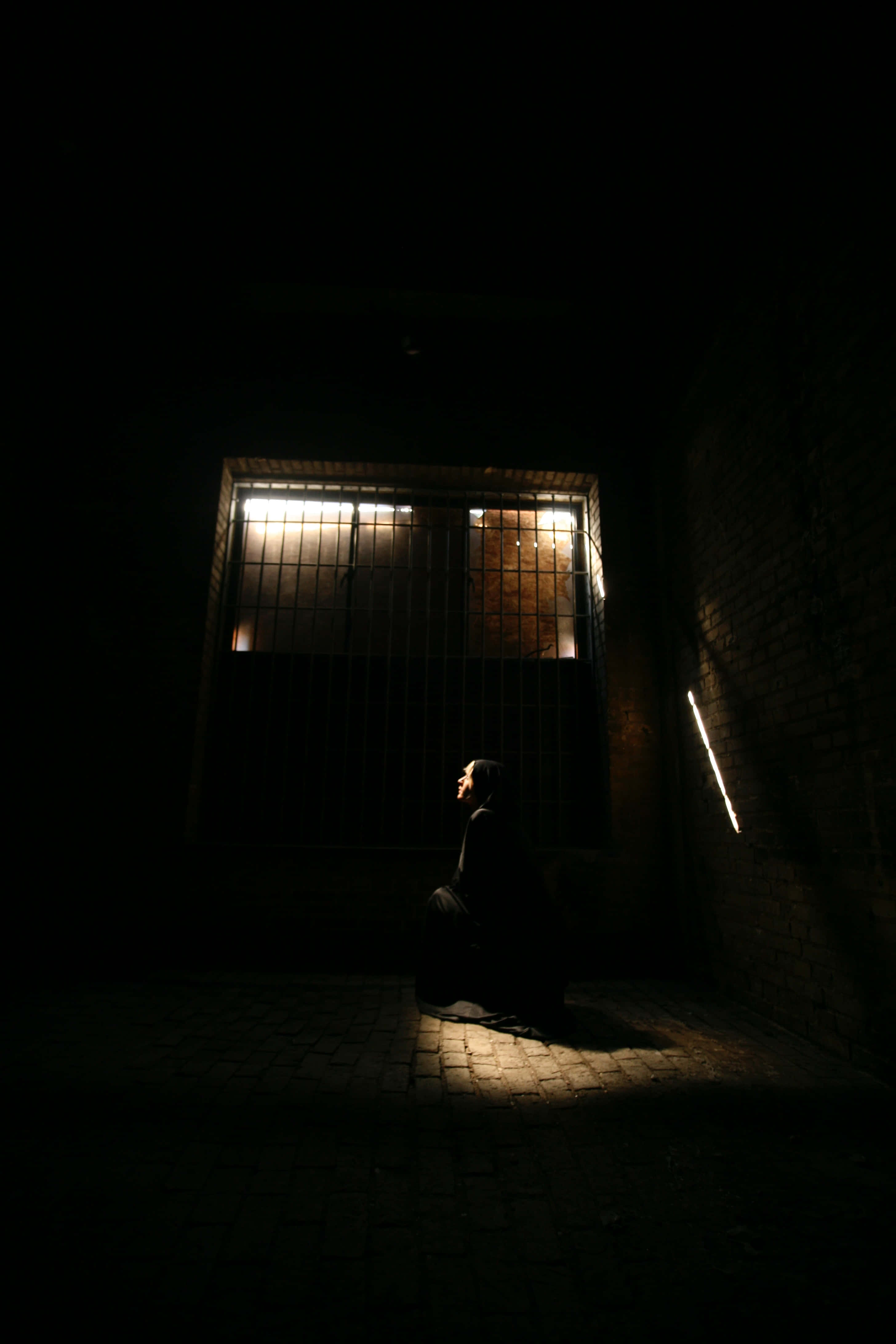 Dark Room, barred window, dim alley, 4K Phone Wallpaper