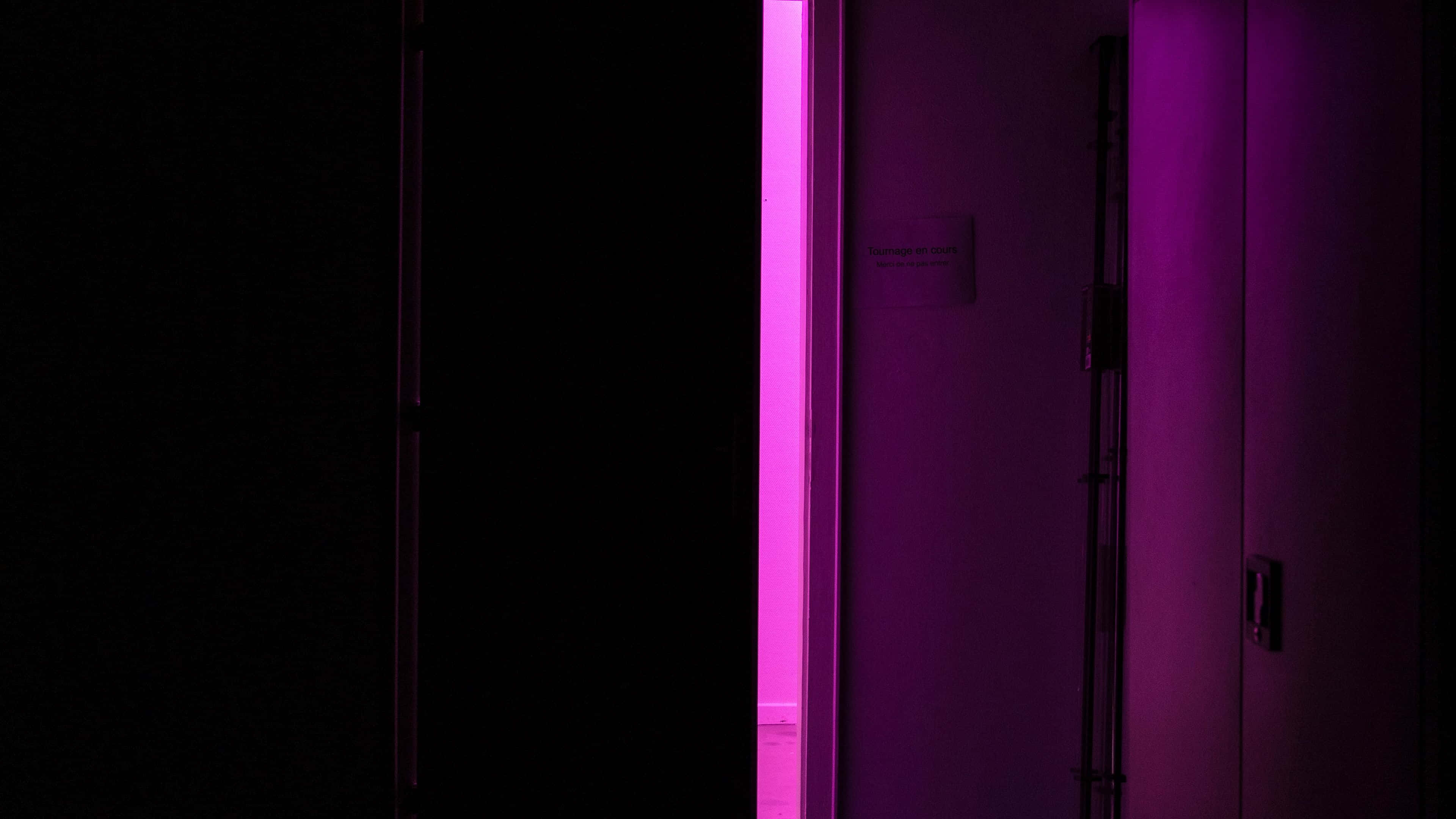 Dark Room, purple light, narrow doorway, 4K Desktop Wallpaper