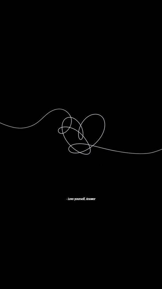 Dark Sad, white line drawing, heart, SD Phone Wallpaper