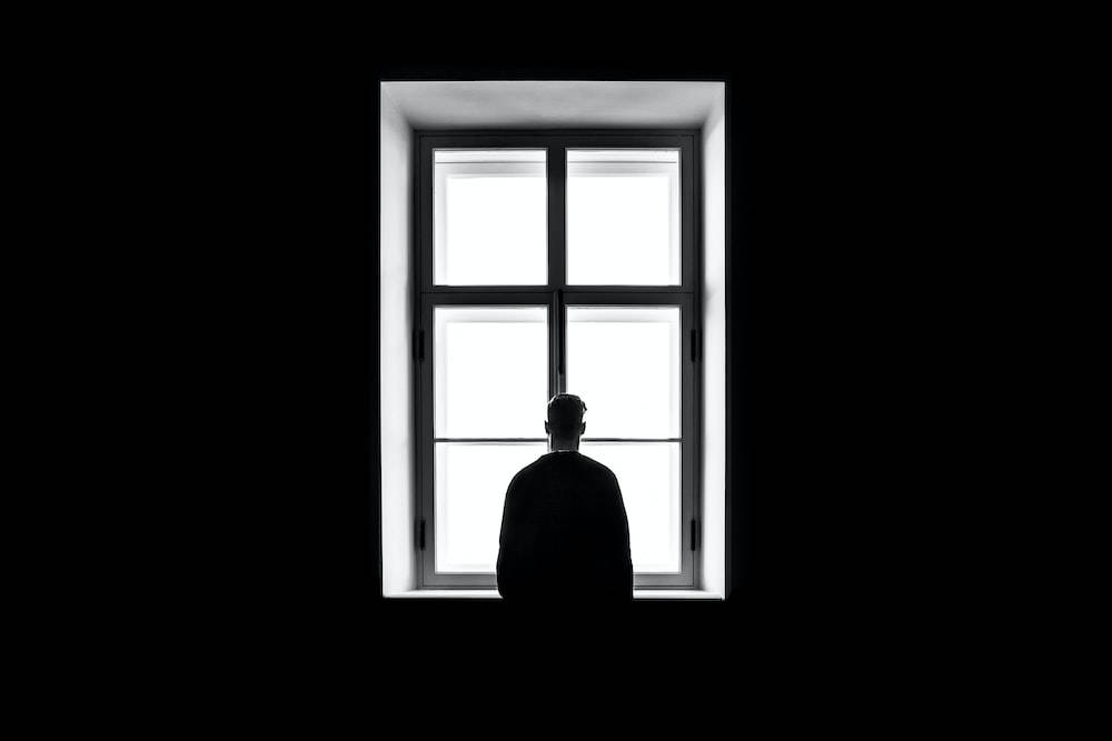 Dark Sad Man, window, silhouette, SD Desktop Wallpaper