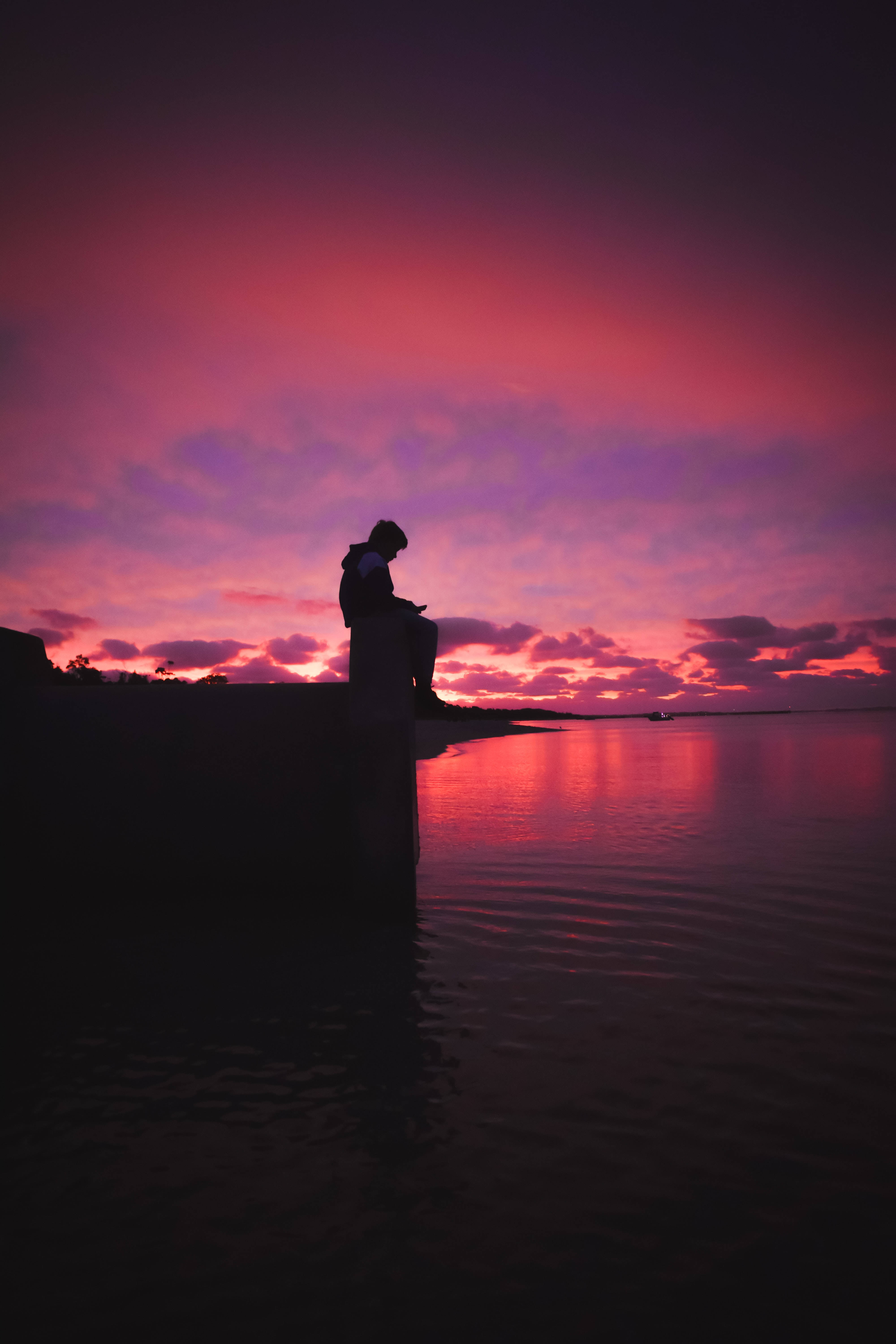 Dark Sad Man, cliff, dusk, 5K Phone Wallpaper