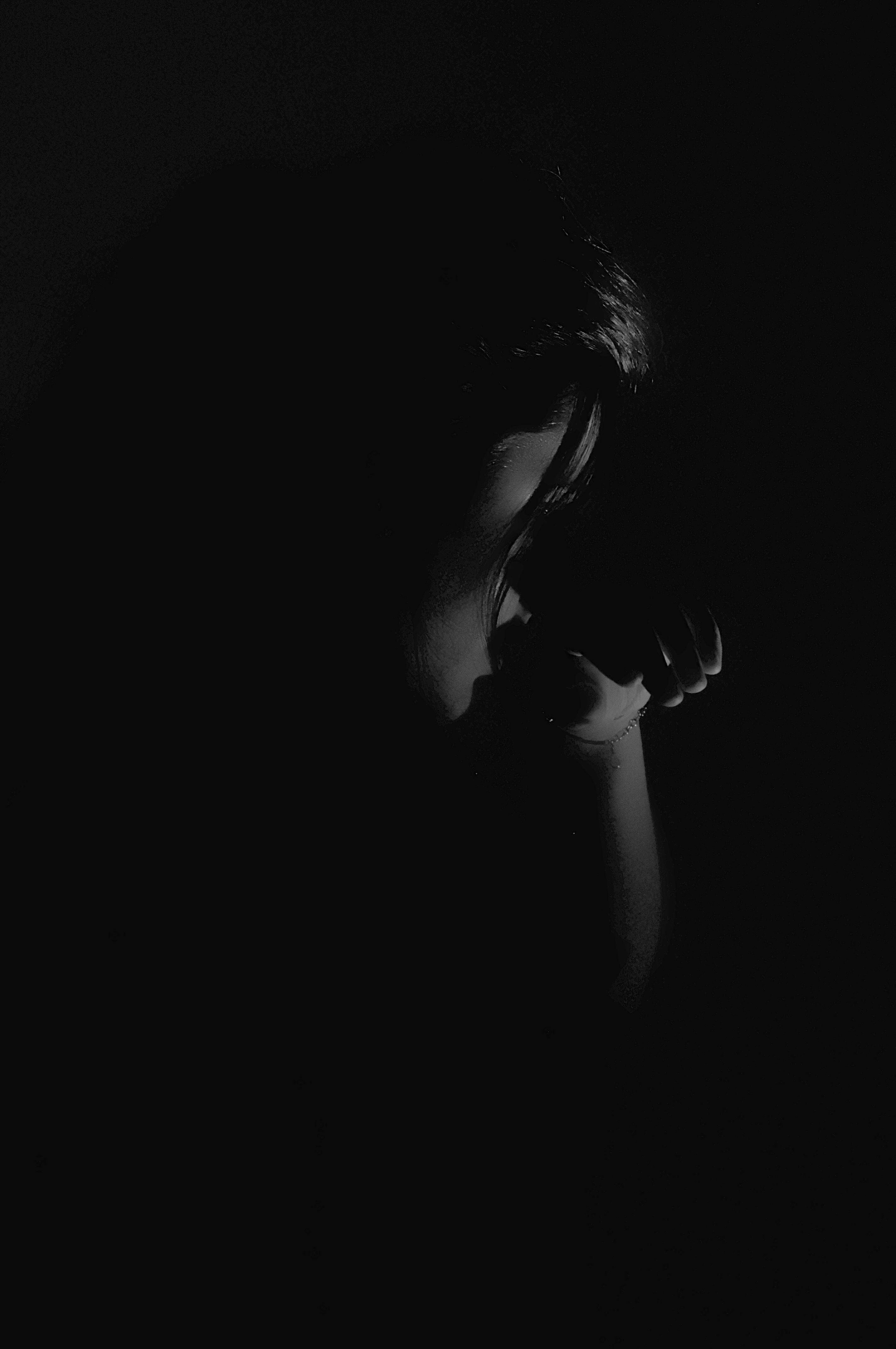 Dark Sad, lonely woman, face, 4K Phone Wallpaper