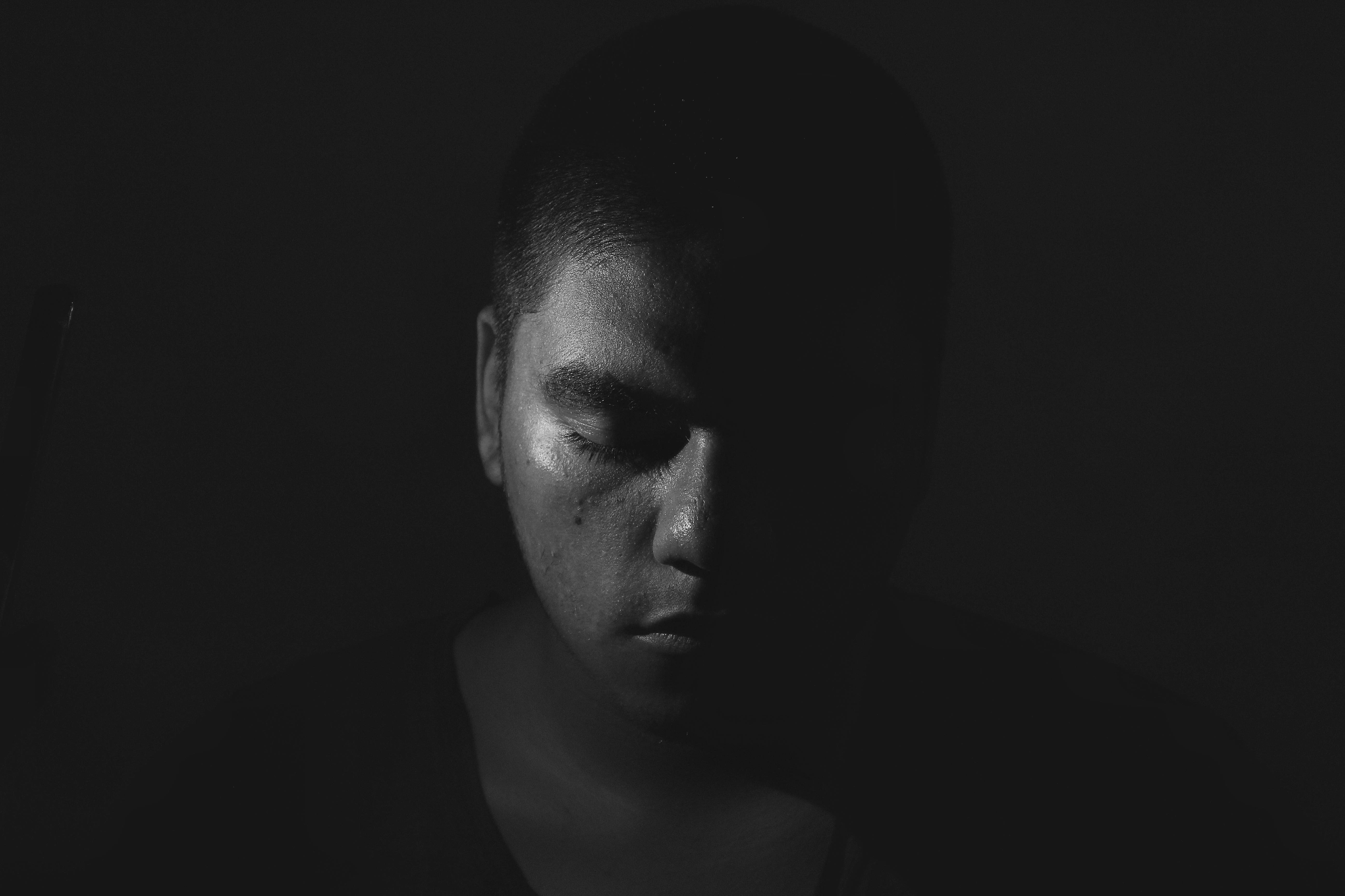 Dark Sad, man, face, 5K Desktop Wallpaper