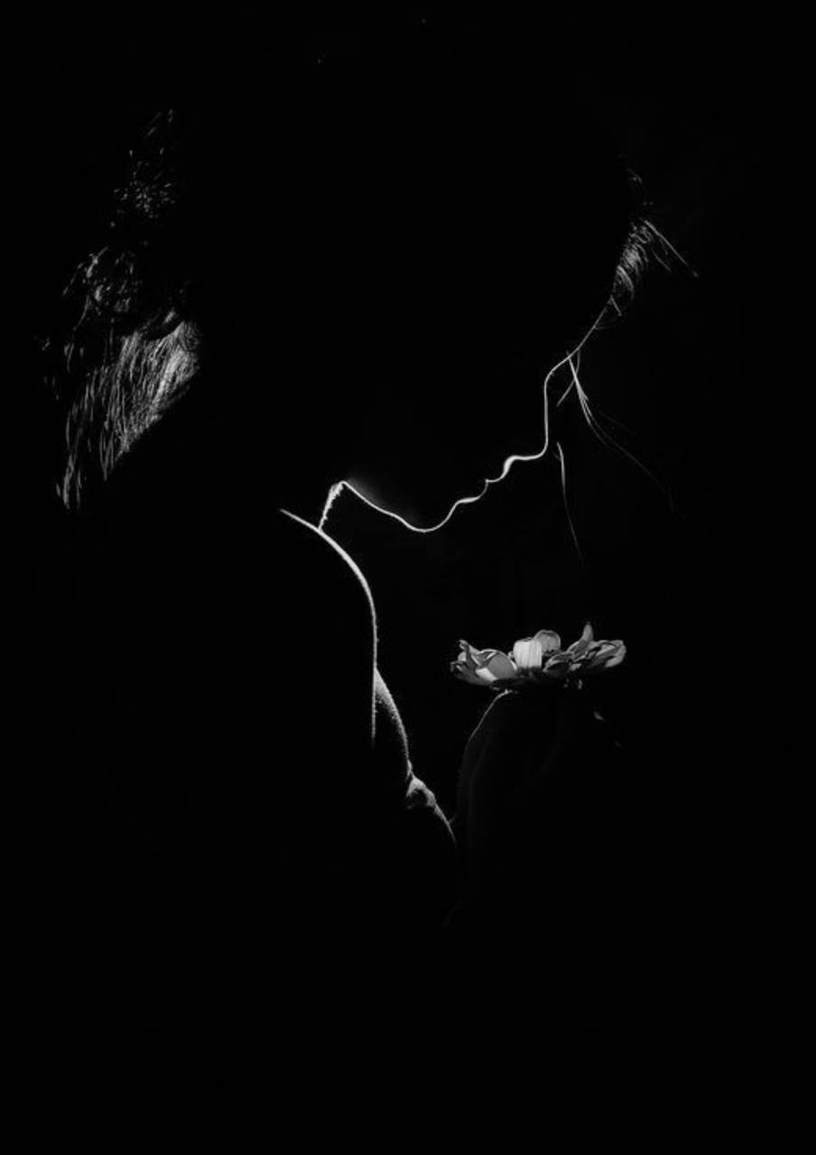 Dark Sad, silhouette, flower, HD Phone Wallpaper