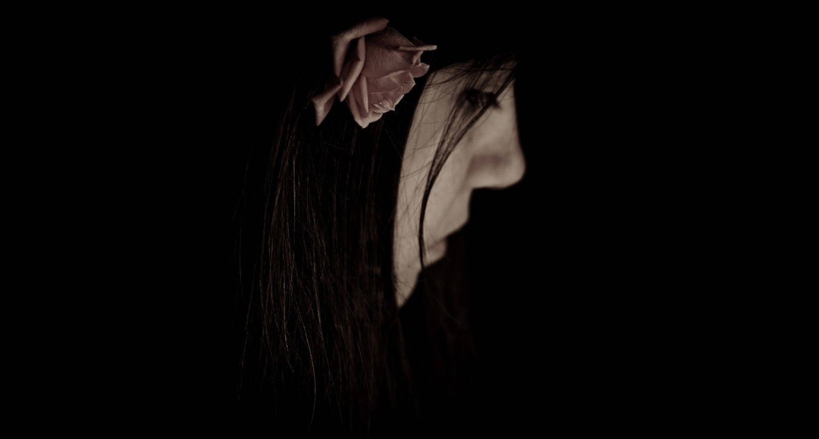 Dark Sad, wilted rose, profile in shadow, HD Desktop Wallpaper