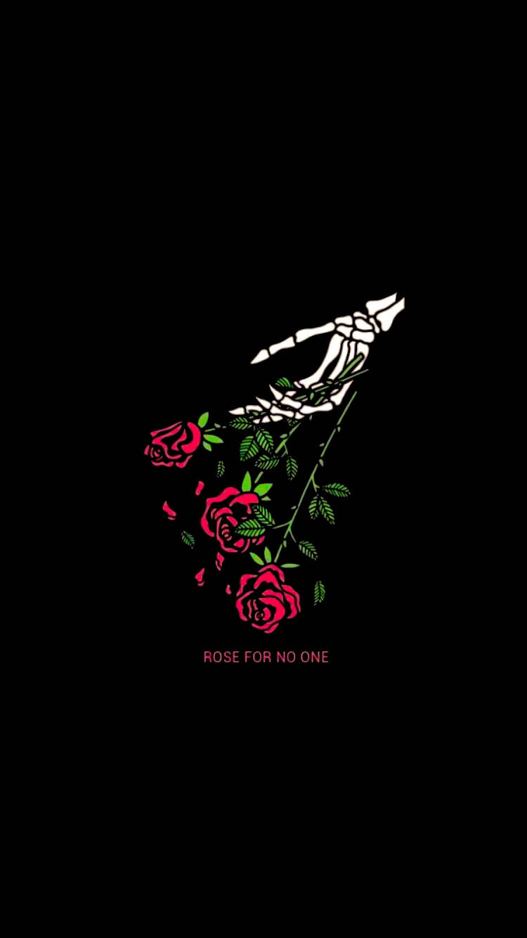 Dark Sad, skeletal hand, vibrant red rose branch, HD Phone Wallpaper