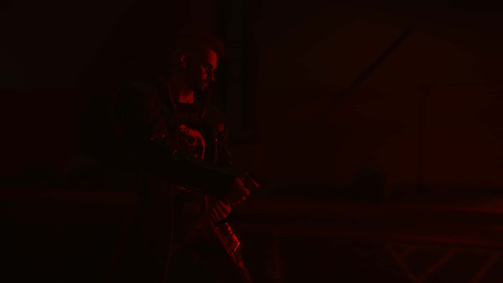 Dark Samurai, red light, dark room, Full HD Desktop Wallpaper