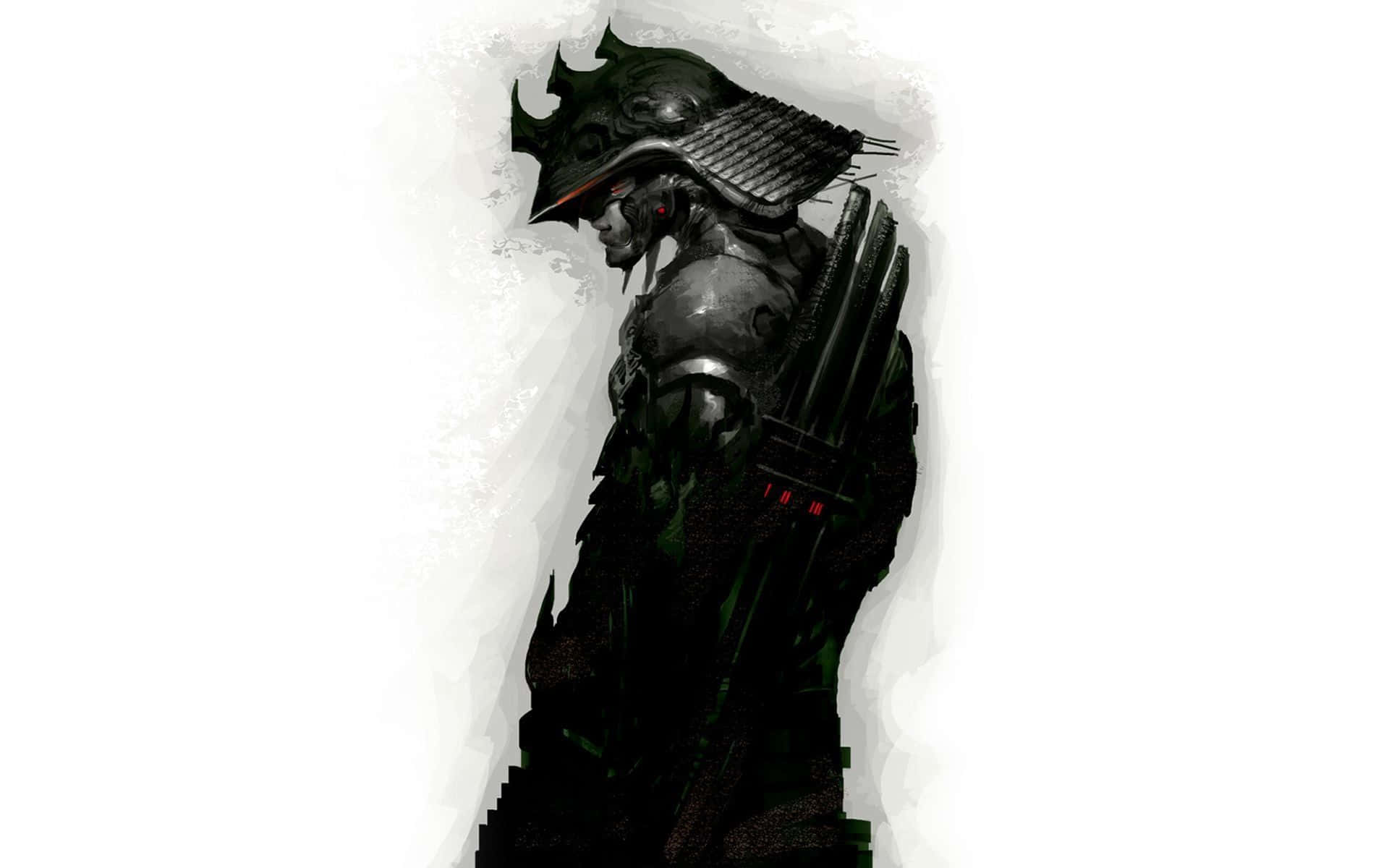 Dark Samurai, glowing red eyes, spiked helmet, Full HD Desktop Wallpaper