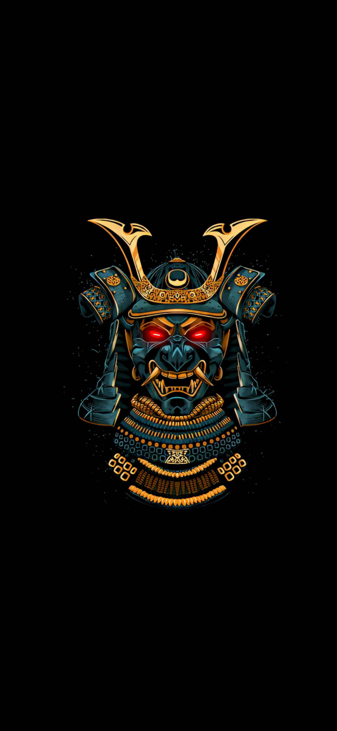 Dark Samurai, samurai helmet, glowing red eyes, Full HD Phone Wallpaper