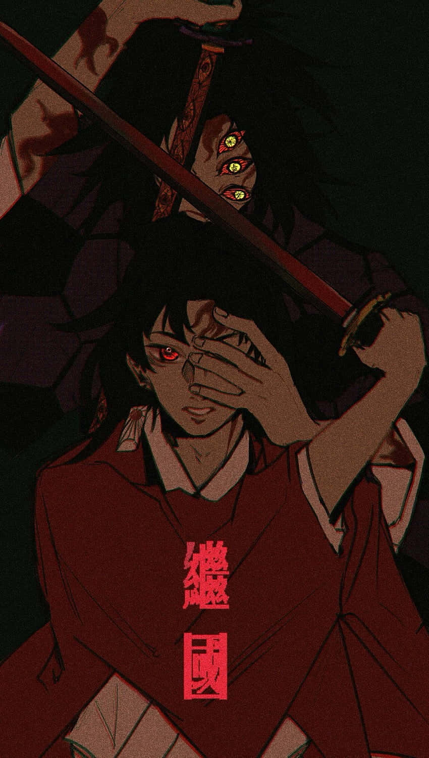 Dark Samurai, anime, red robes, HD Phone Wallpaper