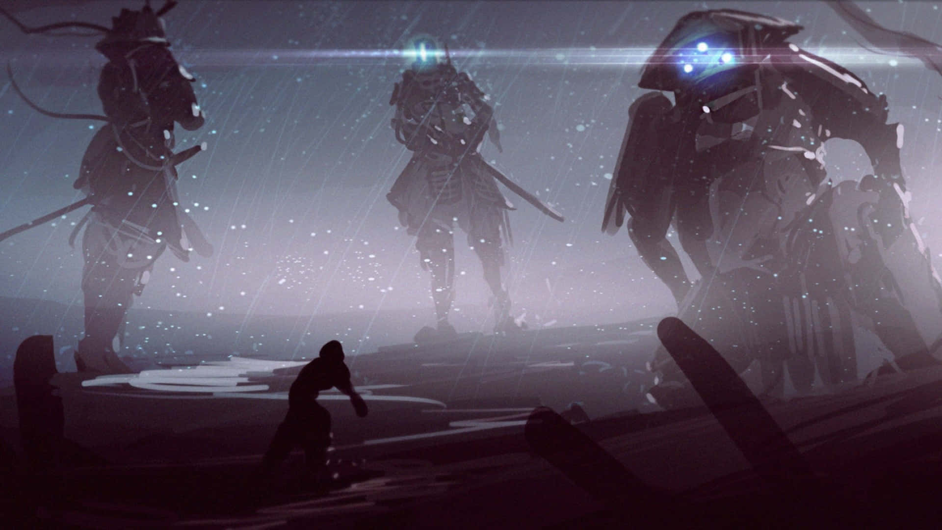Dark Samurai, lake, rainy, Full HD Desktop Wallpaper