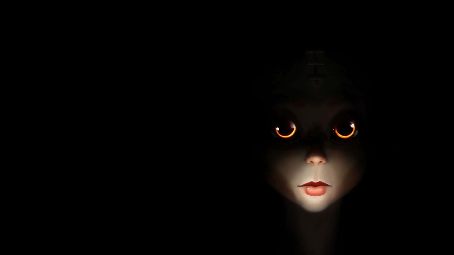 Dark Scary, glowing orange eyes, pale skin, Full HD Desktop Wallpaper