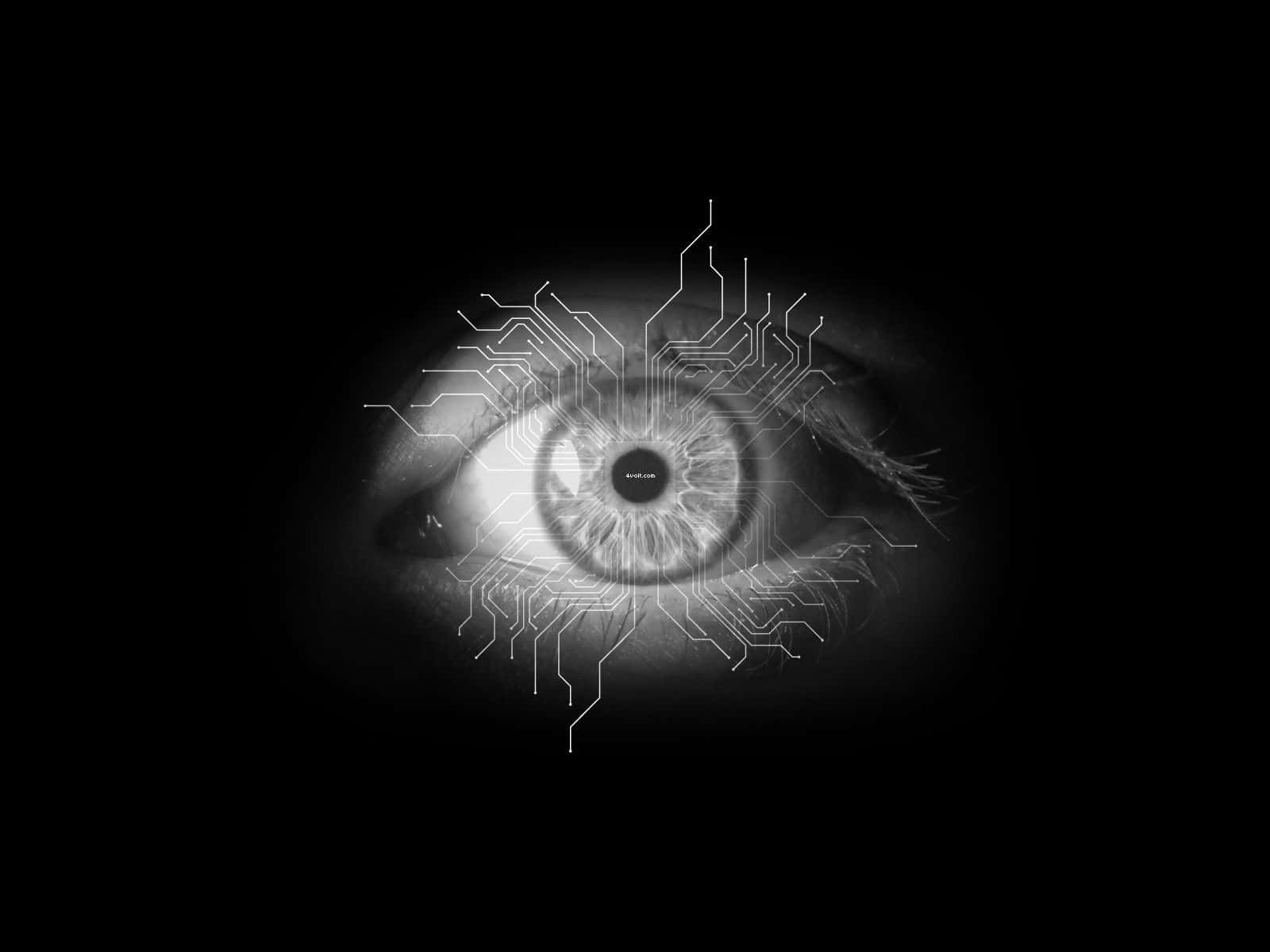Dark Scary, human eye, glowing circuitry, HD Desktop Wallpaper