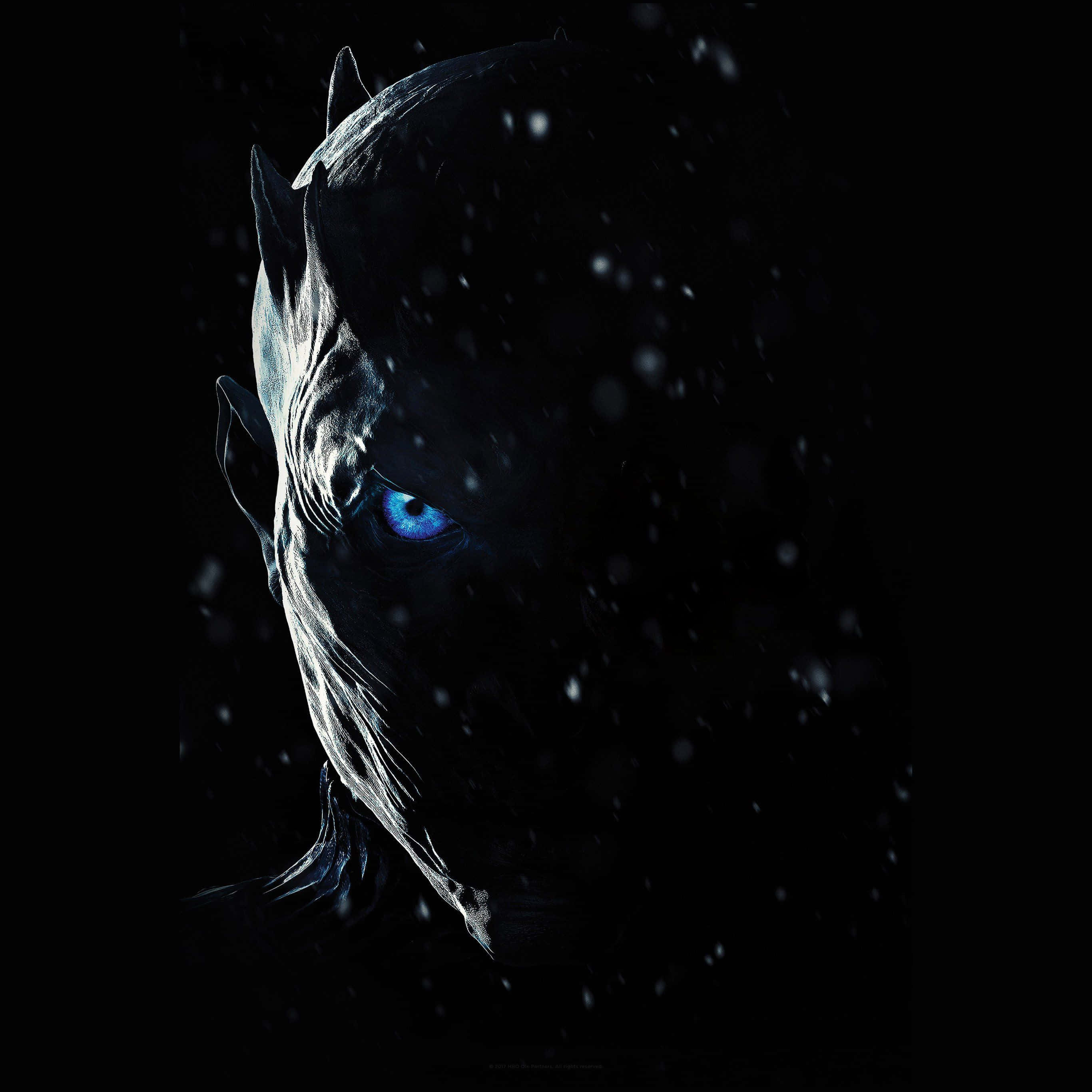 ice dragon, glowing blue eyes, snowflakes, 2K Desktop Wallpaper
