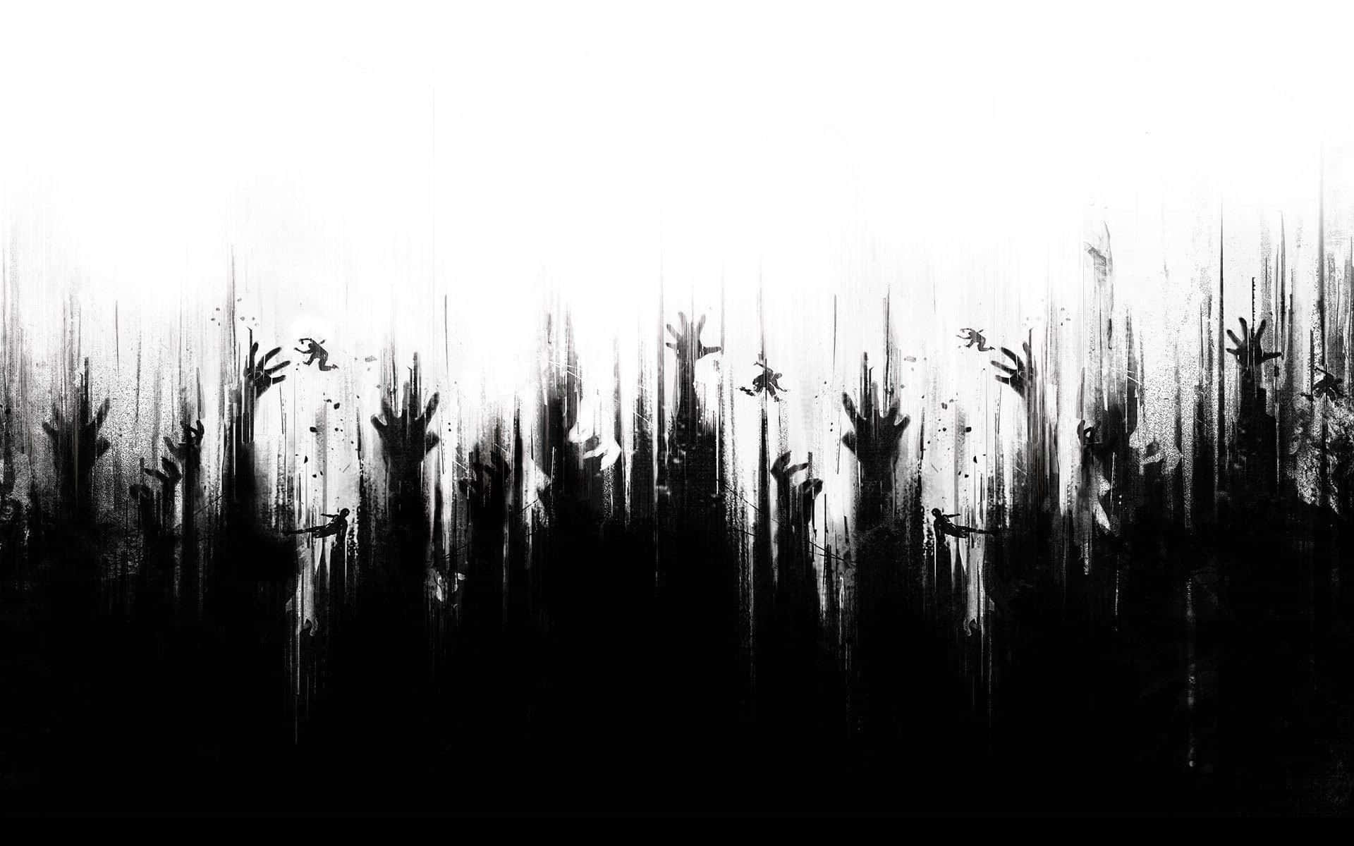 zombie hands, black and white abstract artwork, ghostly hands, Full HD Desktop Wallpaper
