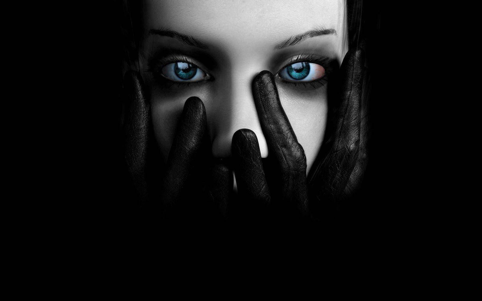 blue eyes, dark screen, black background, HD Desktop Wallpaper