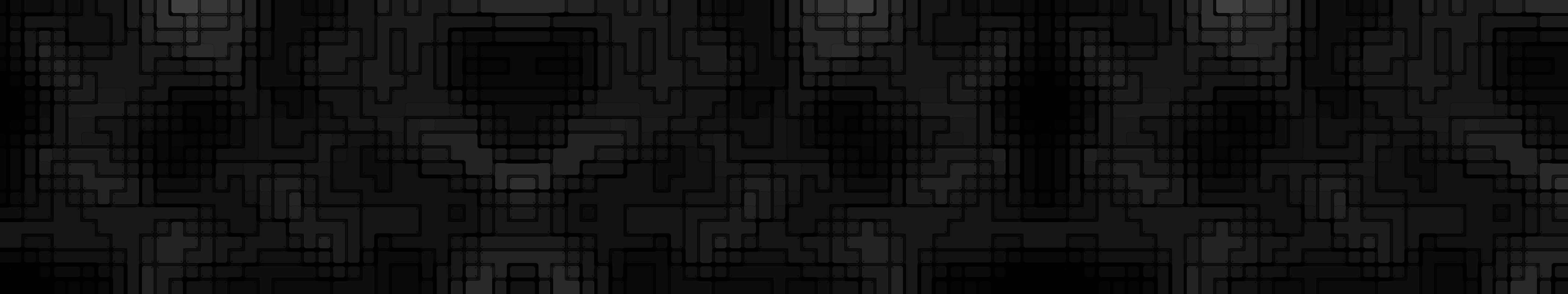 Geometric Window Pattern, dark triple monitor, monochromatic abstract pattern, 5K Desktop Wallpaper