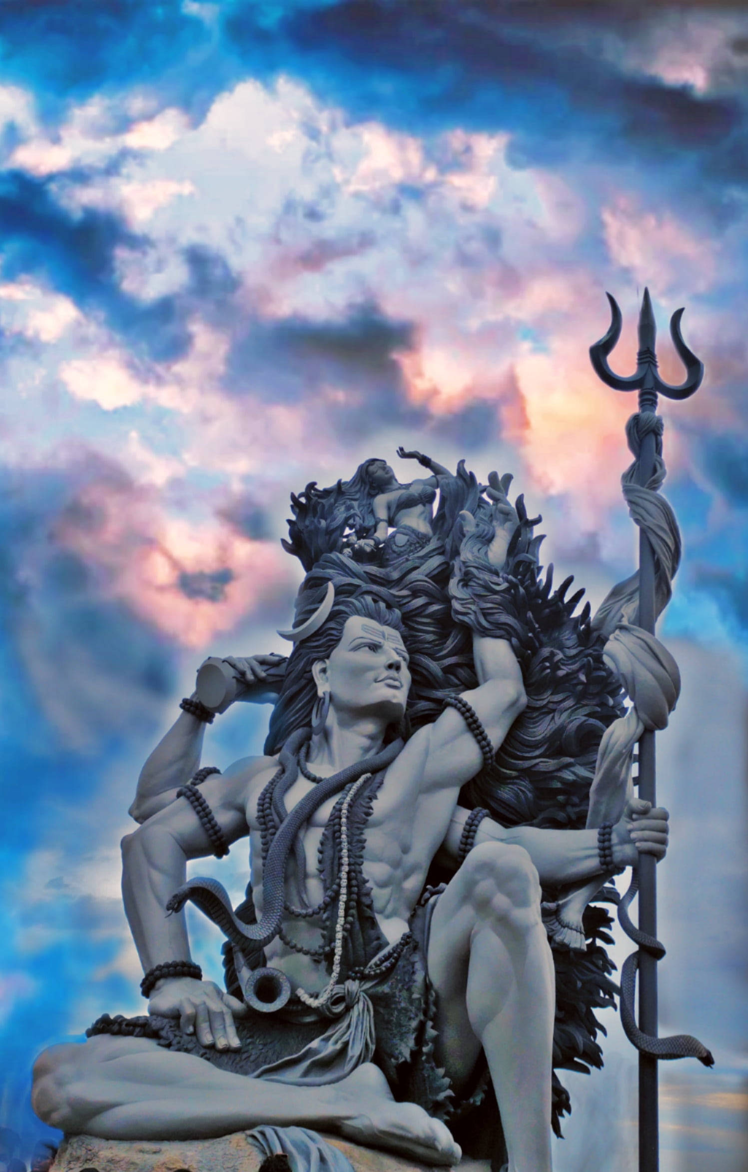 Dark Shiva, trident, serpent crown, Full HD Phone Wallpaper