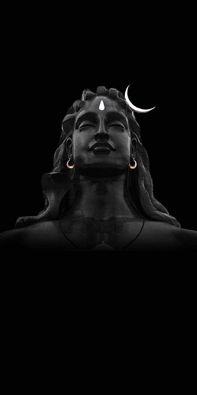 Dark Shiva, crescent moon crown, third eye glowing, HD Phone Wallpaper