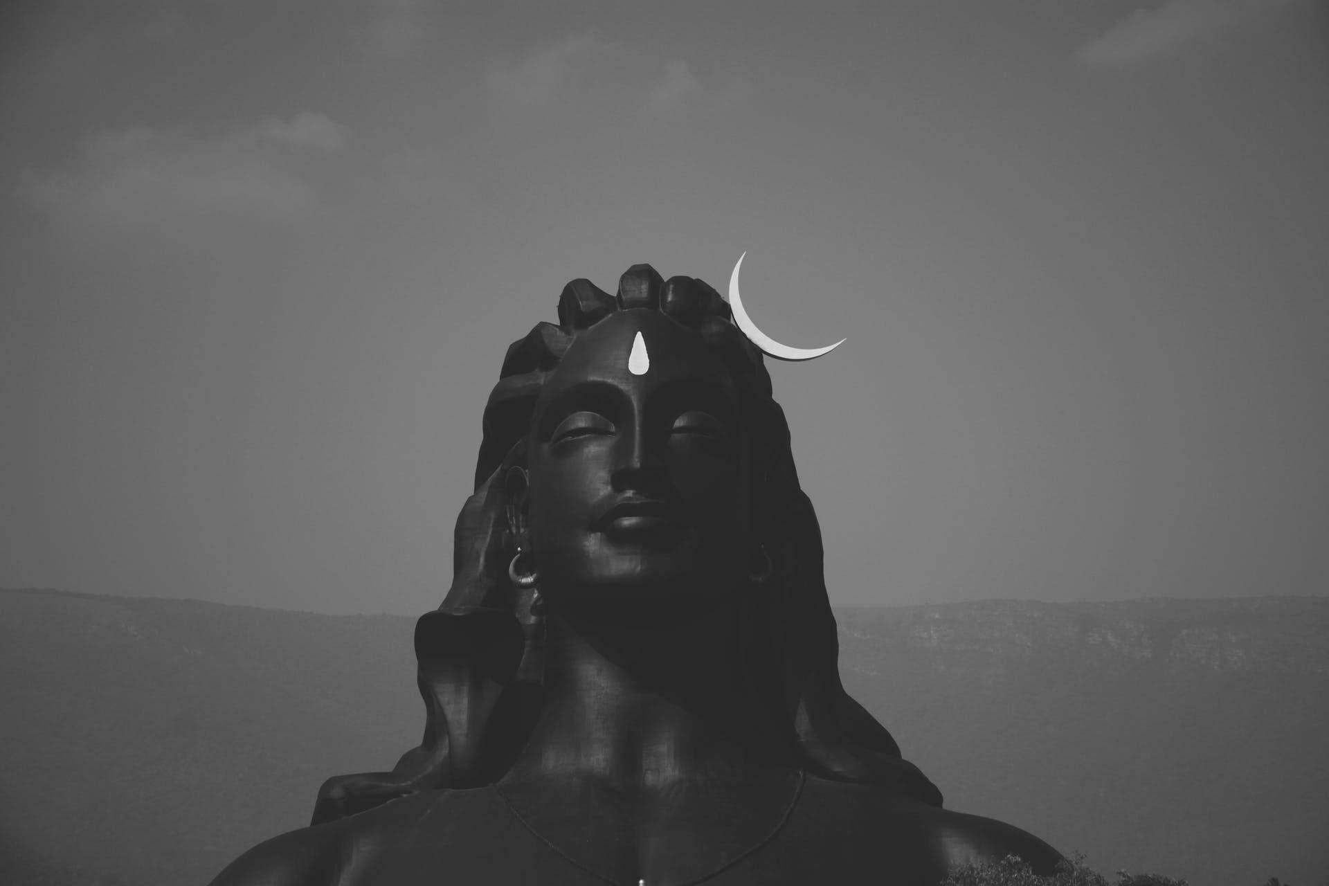 Dark Shiva, Shiva, crescent moon, Full HD Desktop Wallpaper