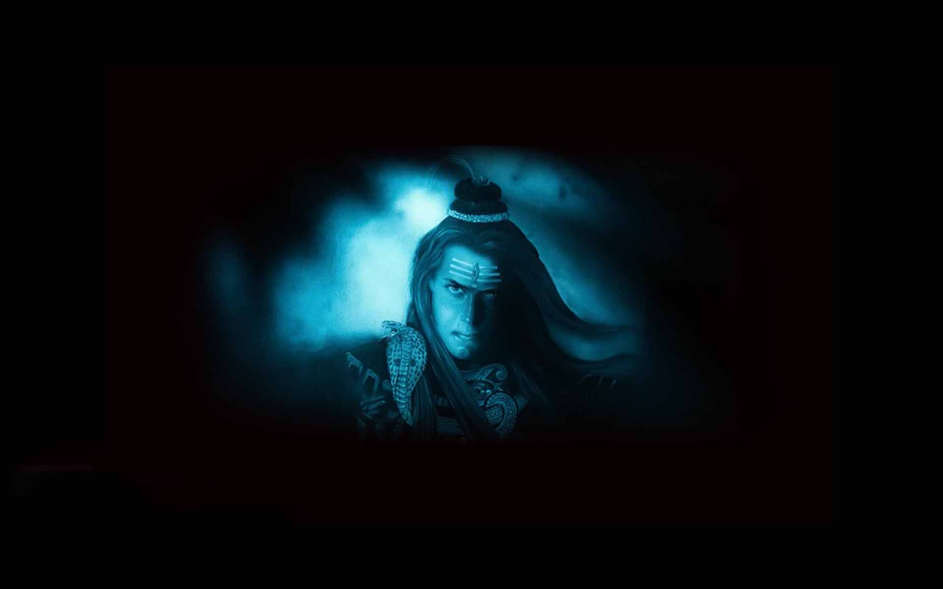 Dark Shiva, blue face, long hair, Full HD Desktop Wallpaper