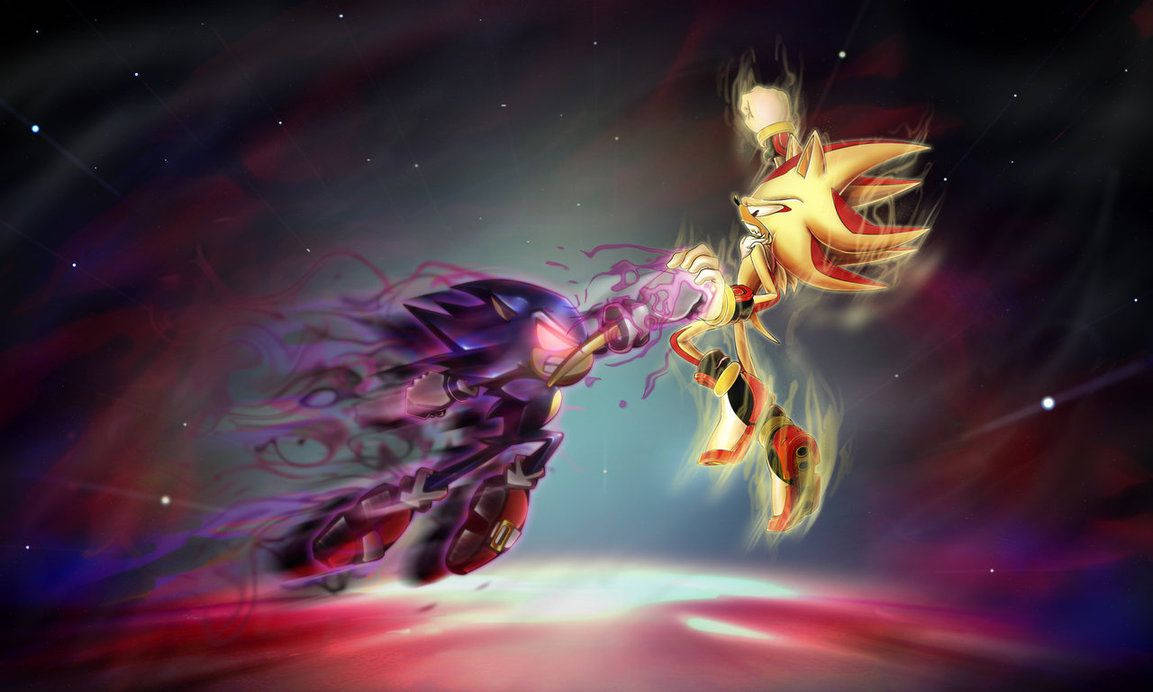 Sonic, Shadow, cosmic battle, SD Desktop Wallpaper